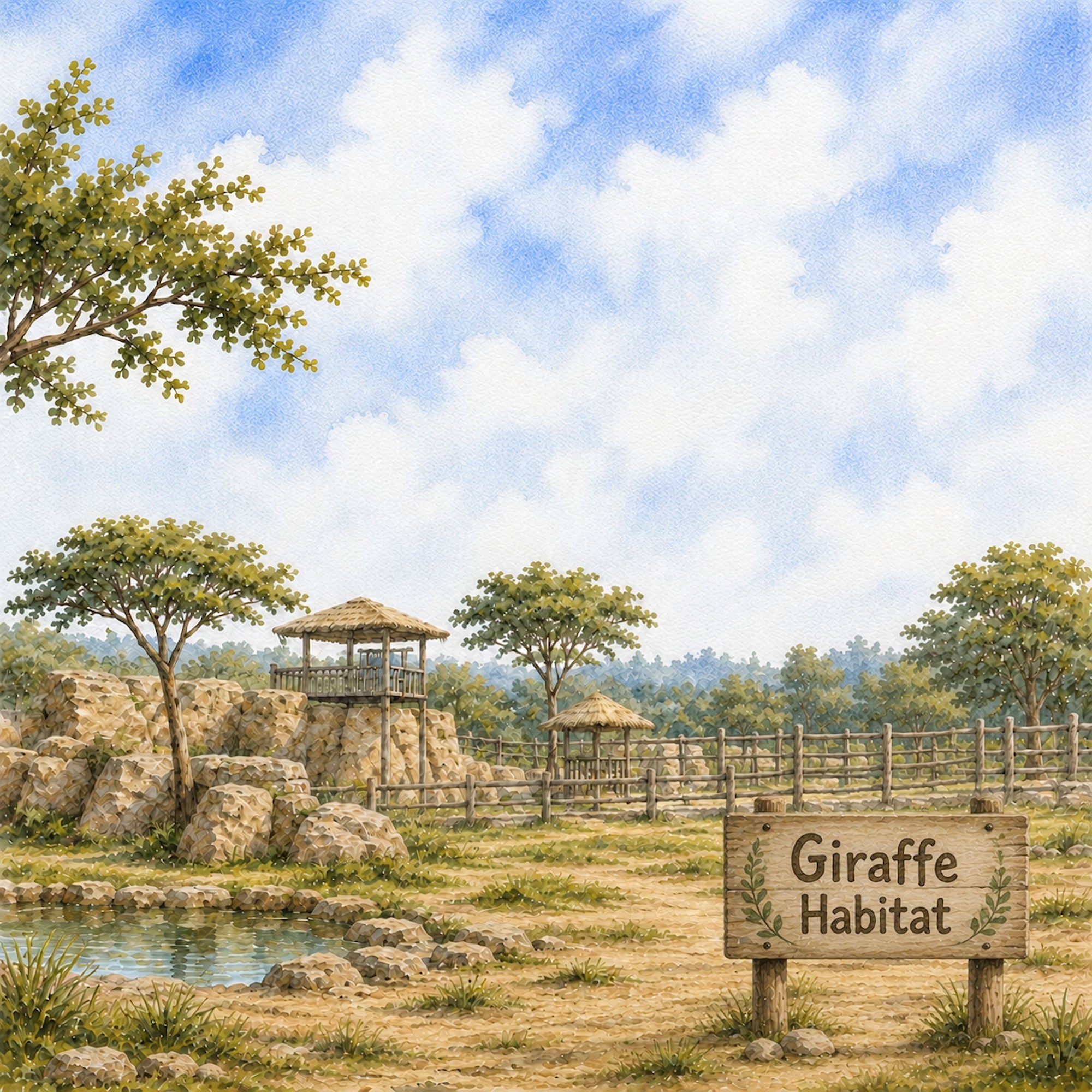 Zoo Adventures Collection Giraffe Encounters 12 x 12 Double-Sided Scrapbook Paper by SSC Designs
