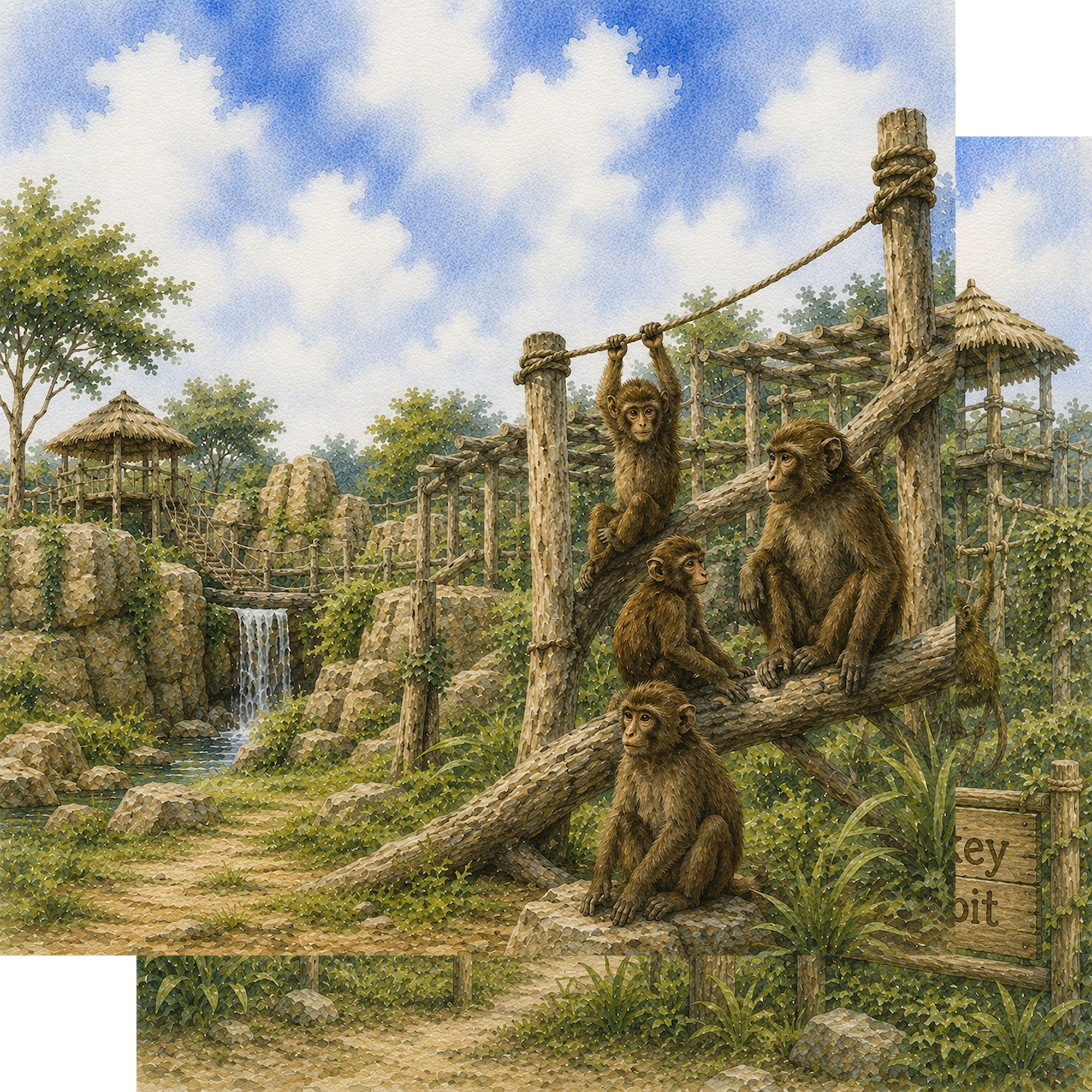 Zoo Adventures Collection Monkeying Around 12 x 12 Double-Sided Scrapbook Paper by SSC Designs