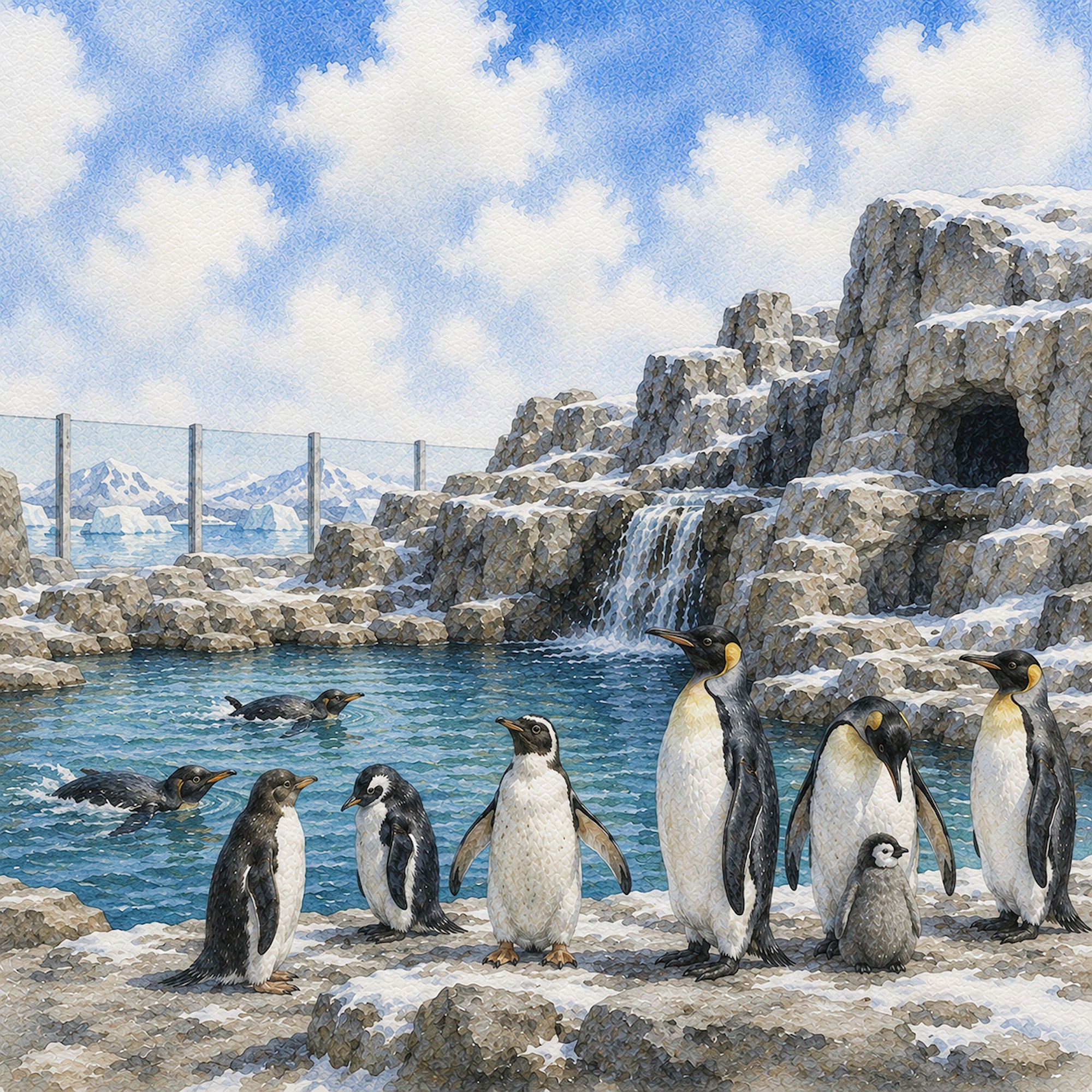 Zoo Adventures Collection Playful Penguins 12 x 12 Double-Sided Scrapbook Paper by SSC Designs