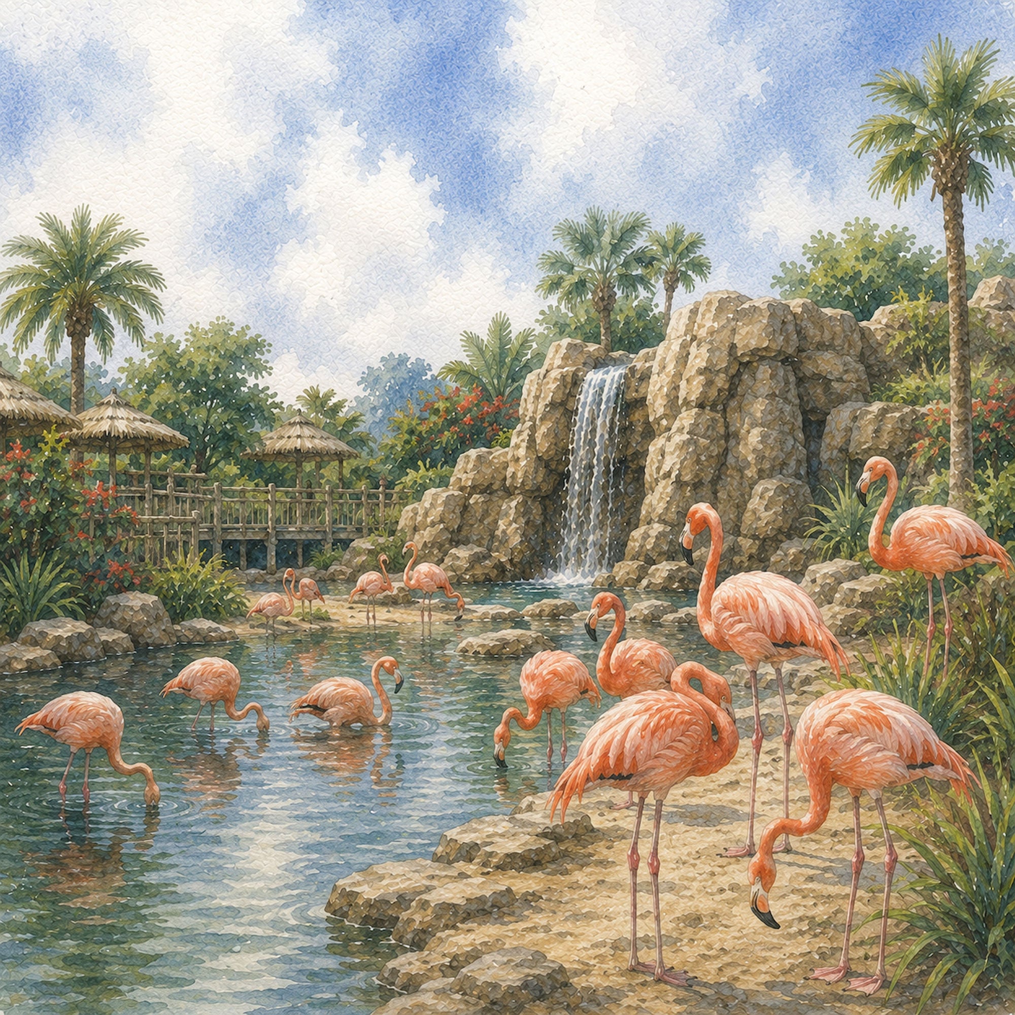 Zoo Adventures Collection Flamingo Habitat 12 x 12 Double-Sided Scrapbook Paper by SSC Designs