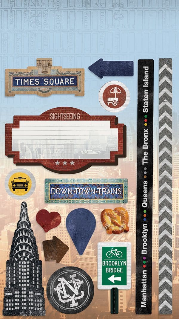 New York Collection Sticky Pix Cardstock 4 x 10 Silver-Foiled Sticker Multi-Pack Scrapbook Embellishments by Paper House Productions