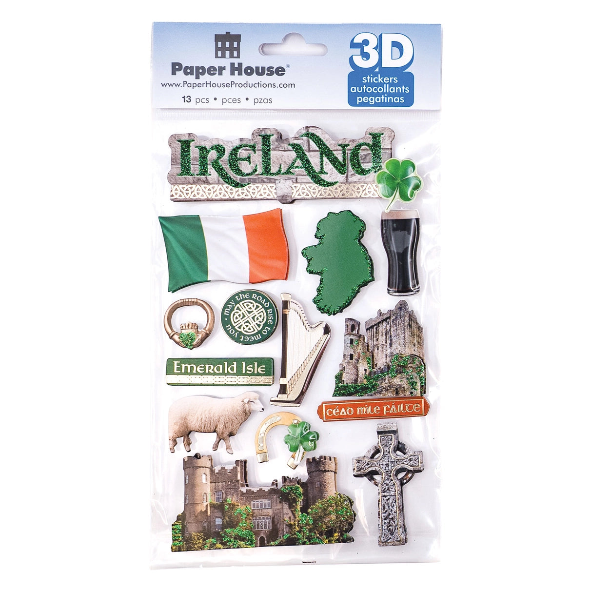 Travel Collection Ireland 5x7 Glitter Scrapbook Embellishment by Paper House Productions