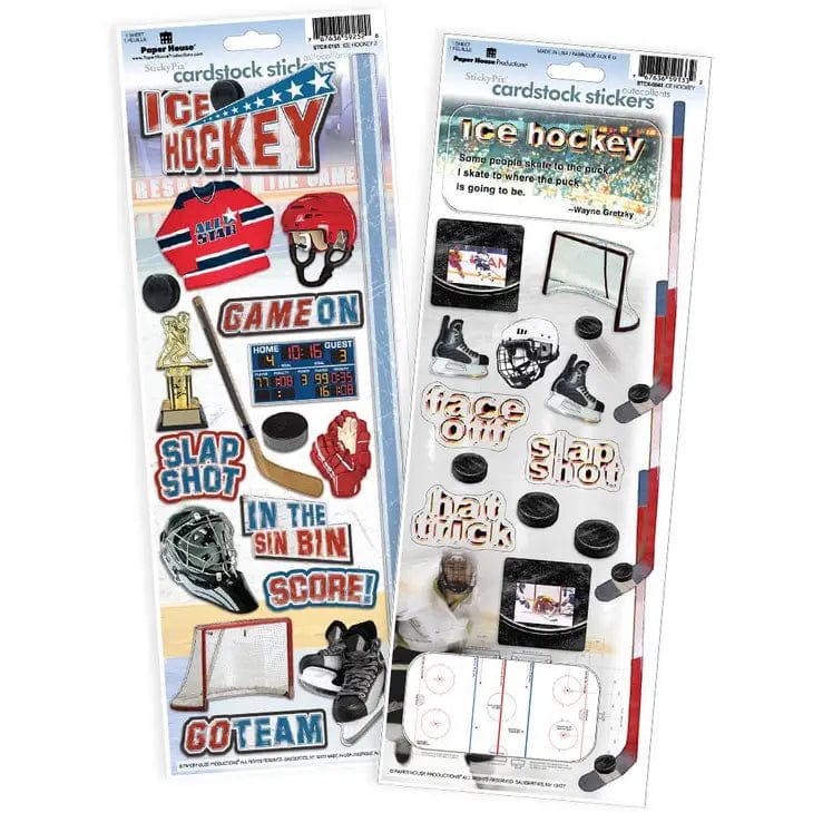 Hockey Collection Ice Hockey (2) 5 x 12 Cardstock Sticker Value Pack by Paper House Productions - Scrapbook Supply Companies