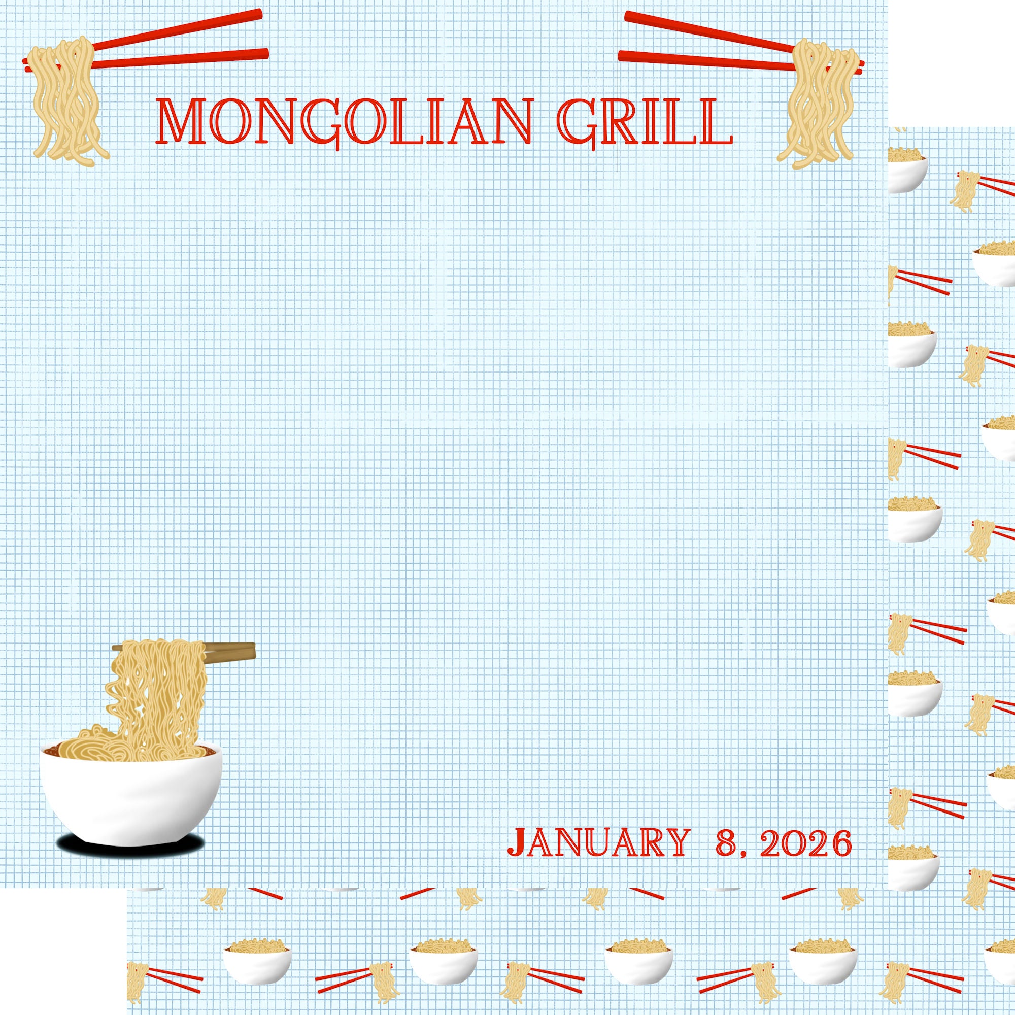 Mongolian Grill *CUSTOM* 12 x 12 Double-Sided Scrapbook Paper by SSC Designs