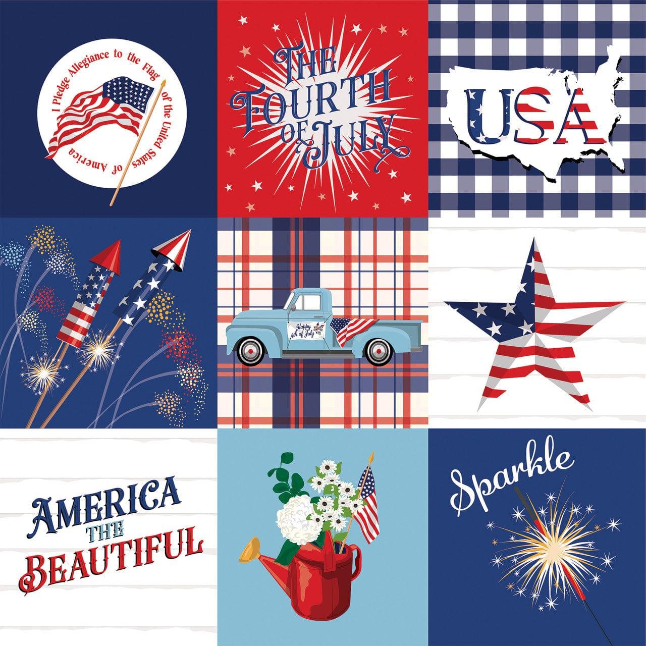 Fourth of July Collection 4x4 Journaling Cards 12 x 12 Double-Sided Scrapbook Paper by Carta Bella - Scrapbook Supply Companies