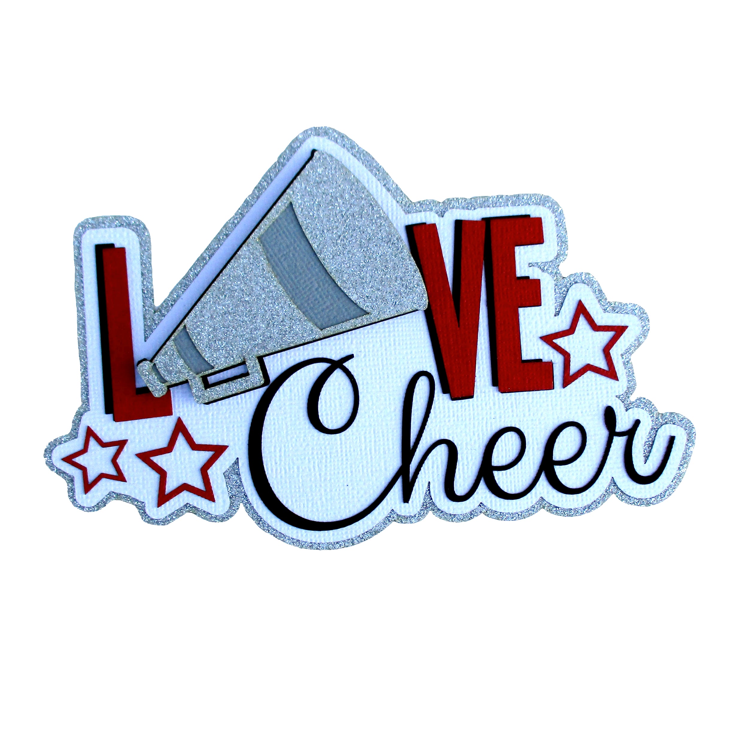 Love Cheer Custom Color Title 6.5 x 4.5 Fully-Assembled Laser Cut Scrapbook Embellishment by SSC Laser Designs