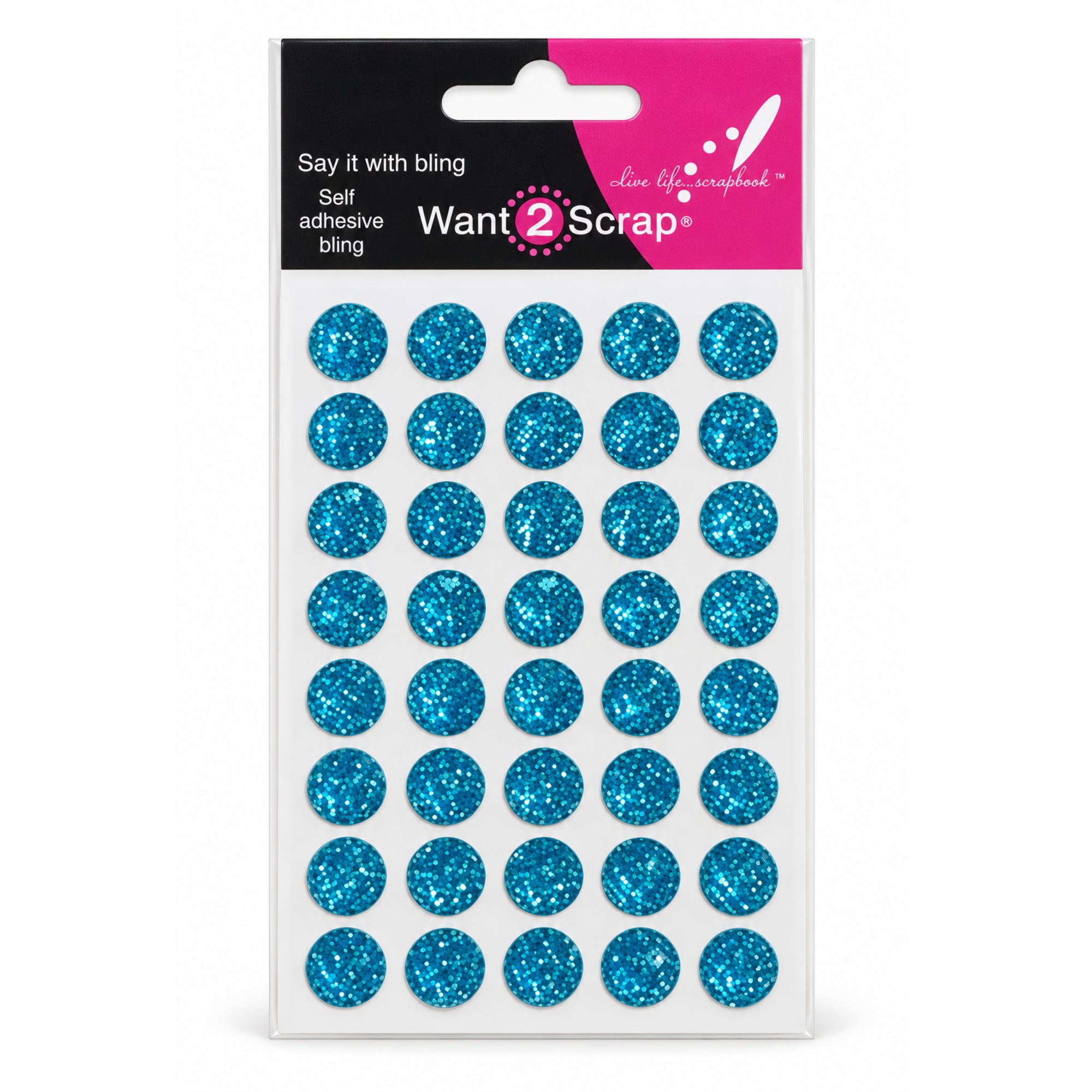 Say It With Bling Collection 10mm Amazing Aqua Iced Diamonds by Want 2 Scrap - 32 Pieces