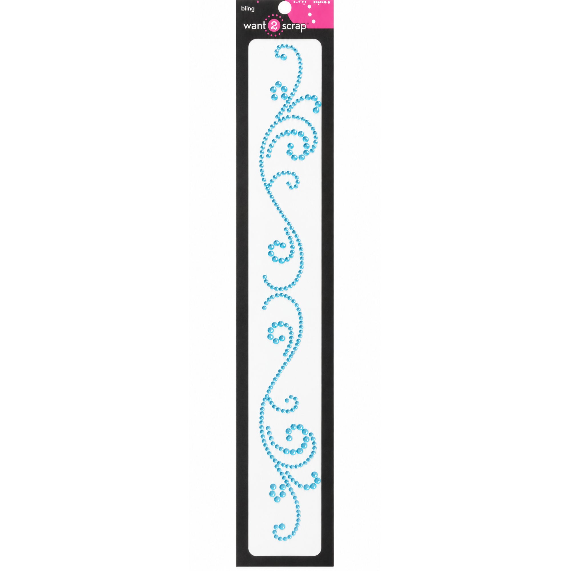 Say It With Bling Collection 2 x 11 Self-Adhesive Turquoise Rhinestone Flourish Swirl Scrapbook Bling by Want 2 Scrap