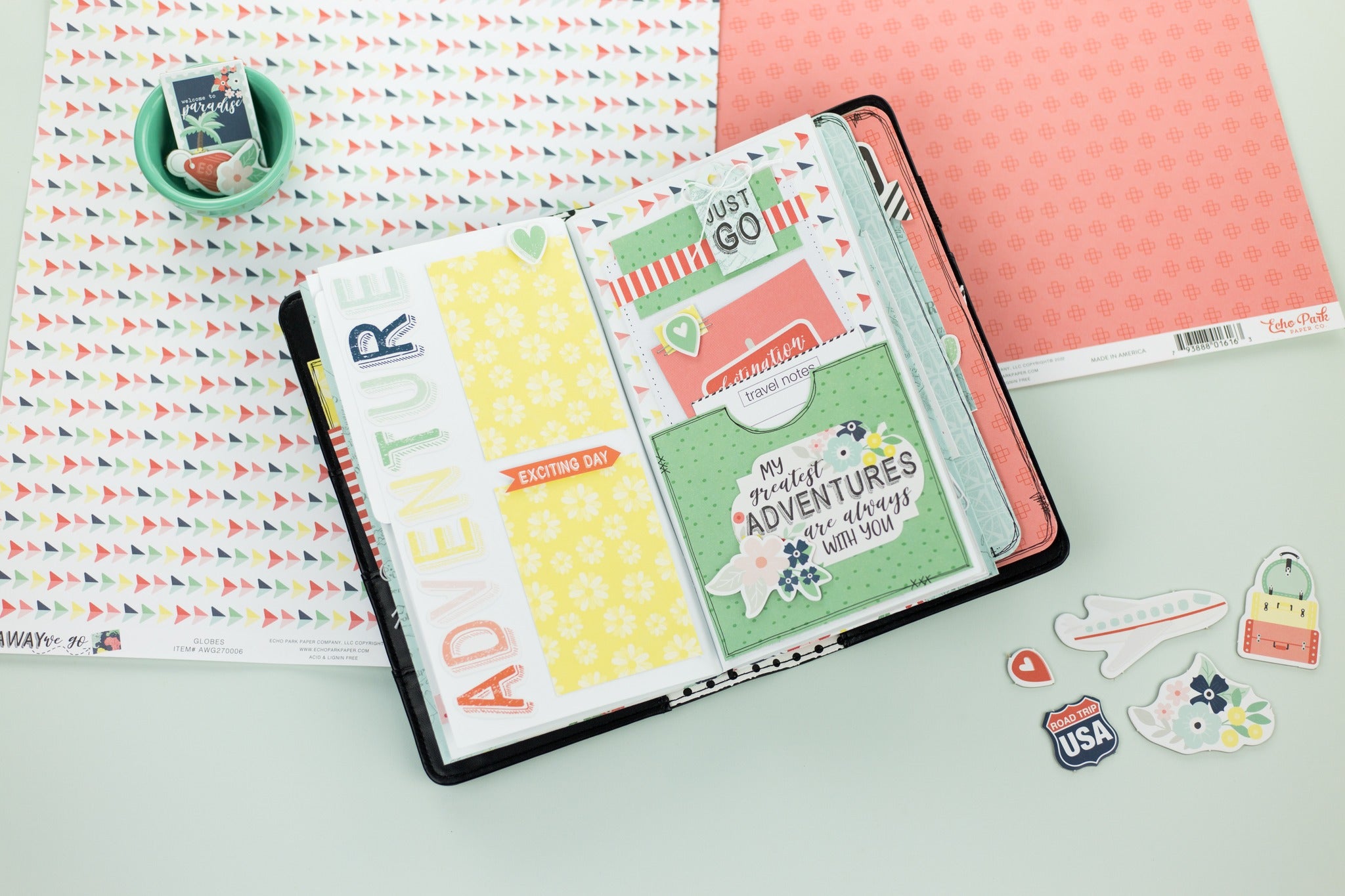 Away We Go Collection Explore & Discover 12 x 12 Double-Sided Scrapbook Paper by Echo Park Paper