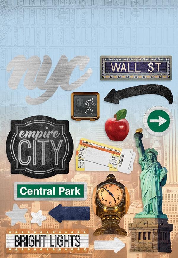 New York Collection Sticky Pix Cardstock 4 x 10 Silver-Foiled Sticker Multi-Pack Scrapbook Embellishments by Paper House Productions