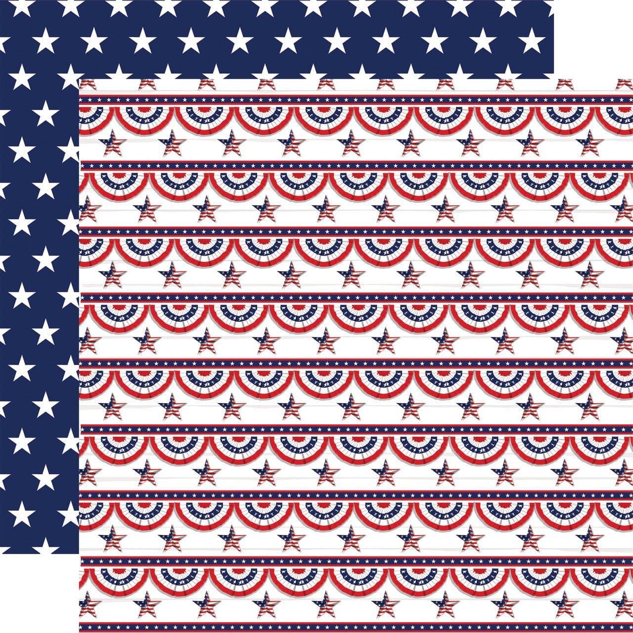 Fourth of July Collection Red White And Blue 12 x 12 Double-Sided Scrapbook Paper by Carta Bella - Scrapbook Supply Companies