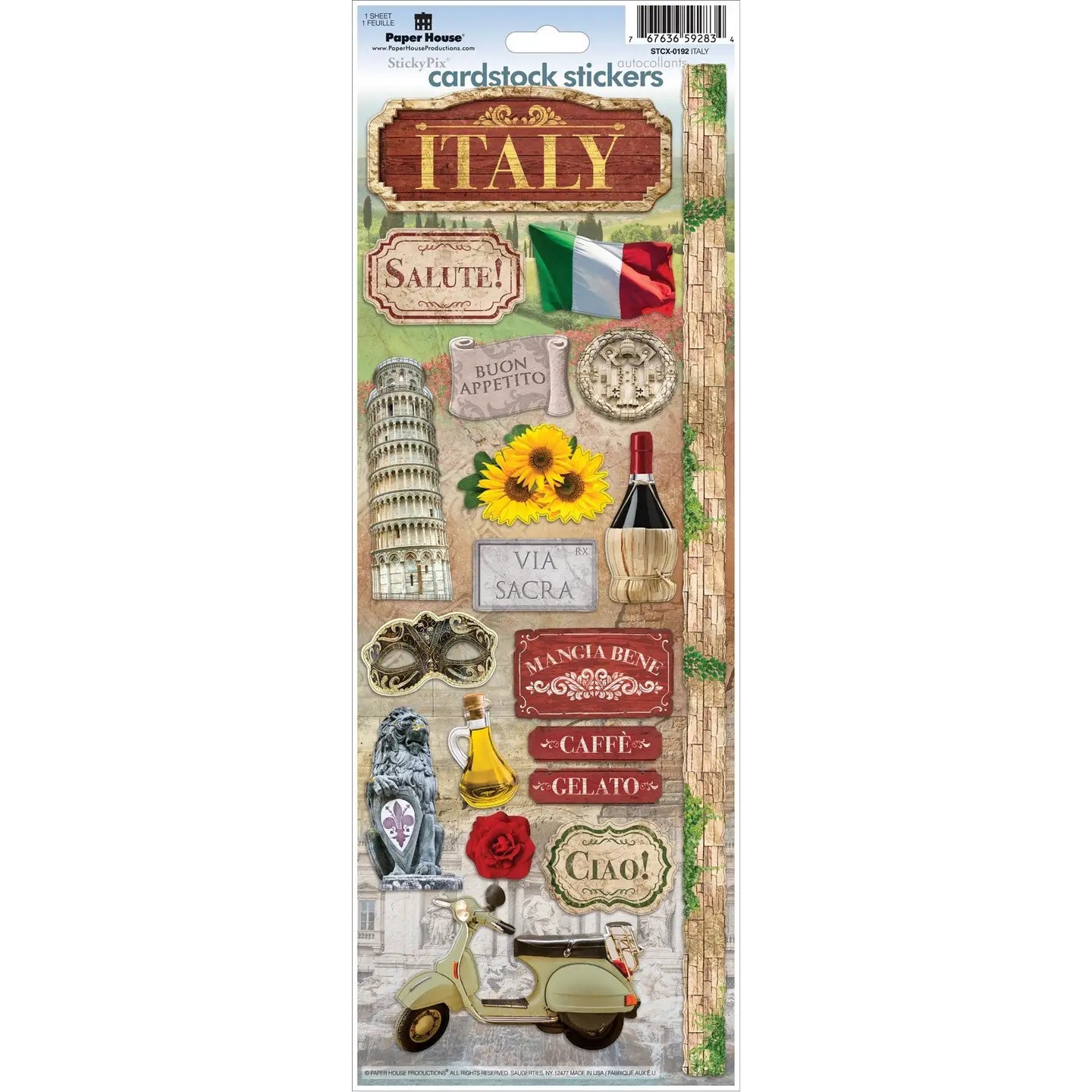 Italy Collection  4.5 x 13 Cardstock Sticker by Paper House Productions