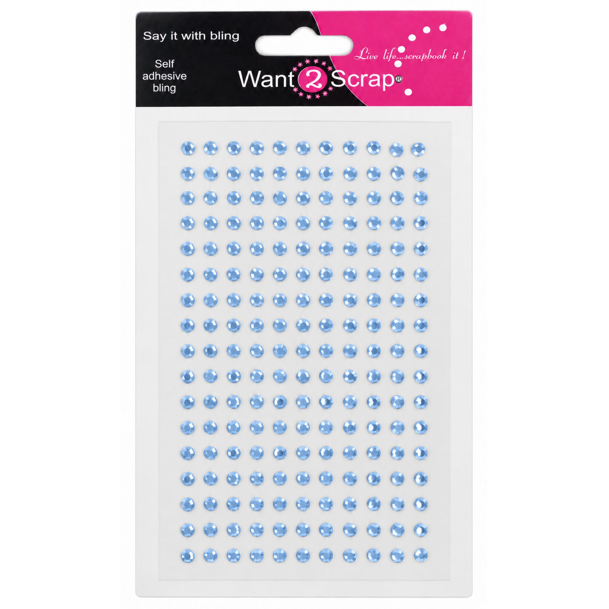 Say It With Bling Collection Self-Adhesive Teeny Tiny Baby Blue Rhinestone Scrapbook Bling by Want 2 Scrap - 176 Count