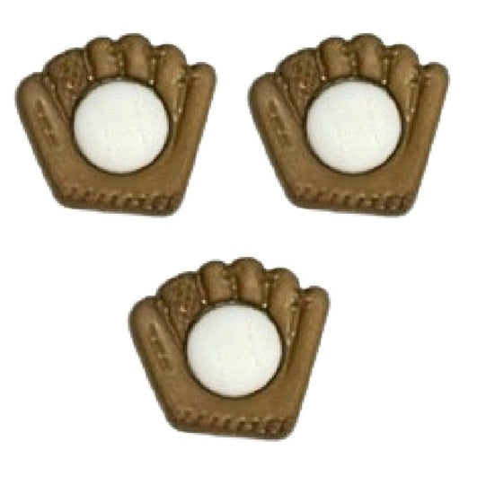 Baseball Gloves Scrapbook Buttons by Shelly's Buttons - 3 Pieces