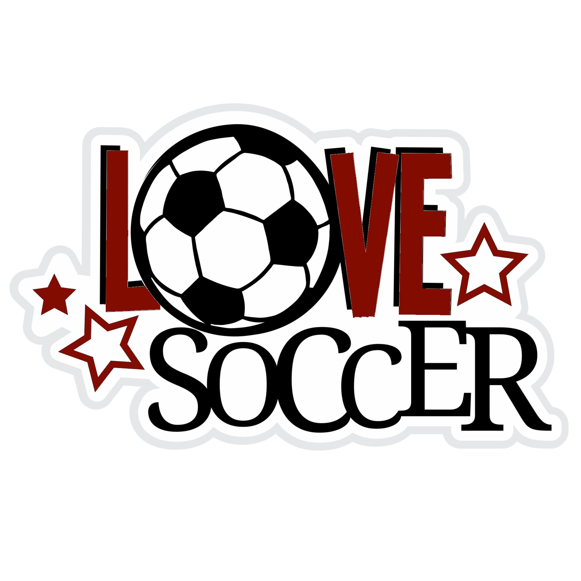 Love Soccer Custom Color Title 6.5 x 4.5 Fully-Assembled Laser Cut Scrapbook Embellishment by SSC Laser Designs