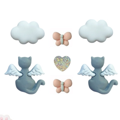 Cat Pawprints in Heaven Buttons by Shelly's Buttons - 7 Pieces