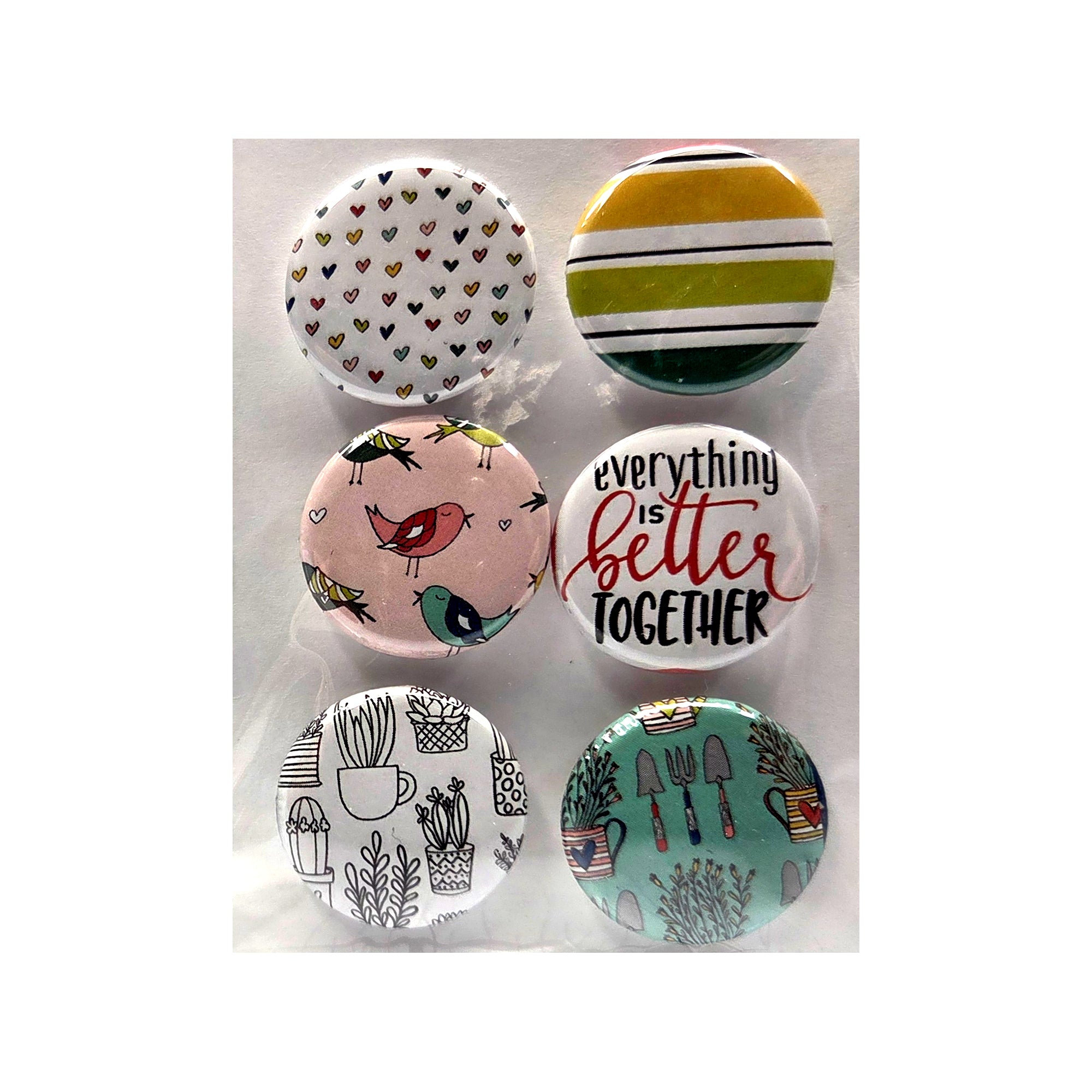 Button Bubbles Collection Colors Better Together 1" Decorative, Self-Adhesive Scrapbook Button Embellishments by Marla - 6 Pieces