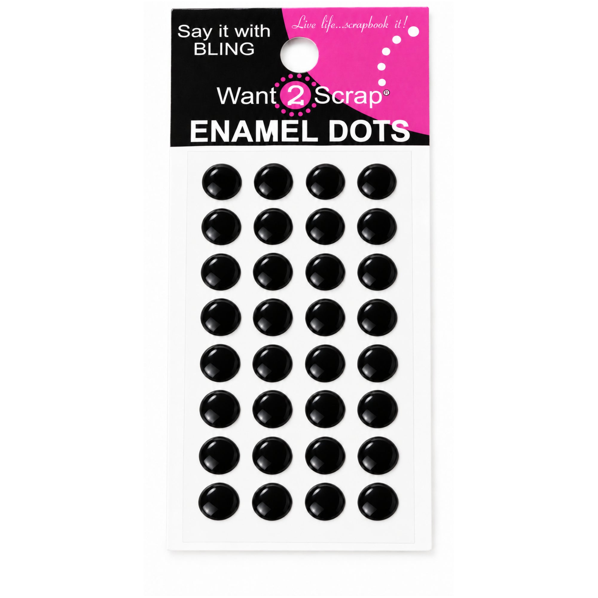 Say It With Bling Collection Black Enamel Dots Self-Adhesive Scrapbook Bling by Want 2 Scrap