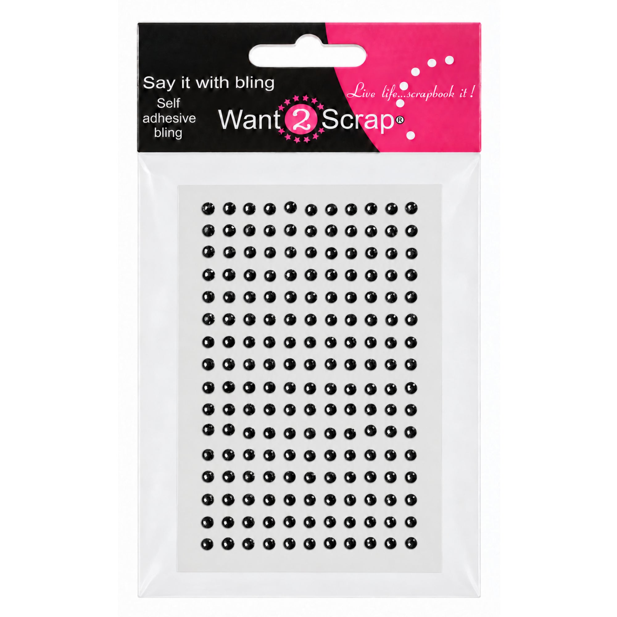 Say It With Bling Collection Self-Adhesive Teeny Tiny Black Rhinestones Scrapbook Bling by Want 2 Scrap - 176 Count