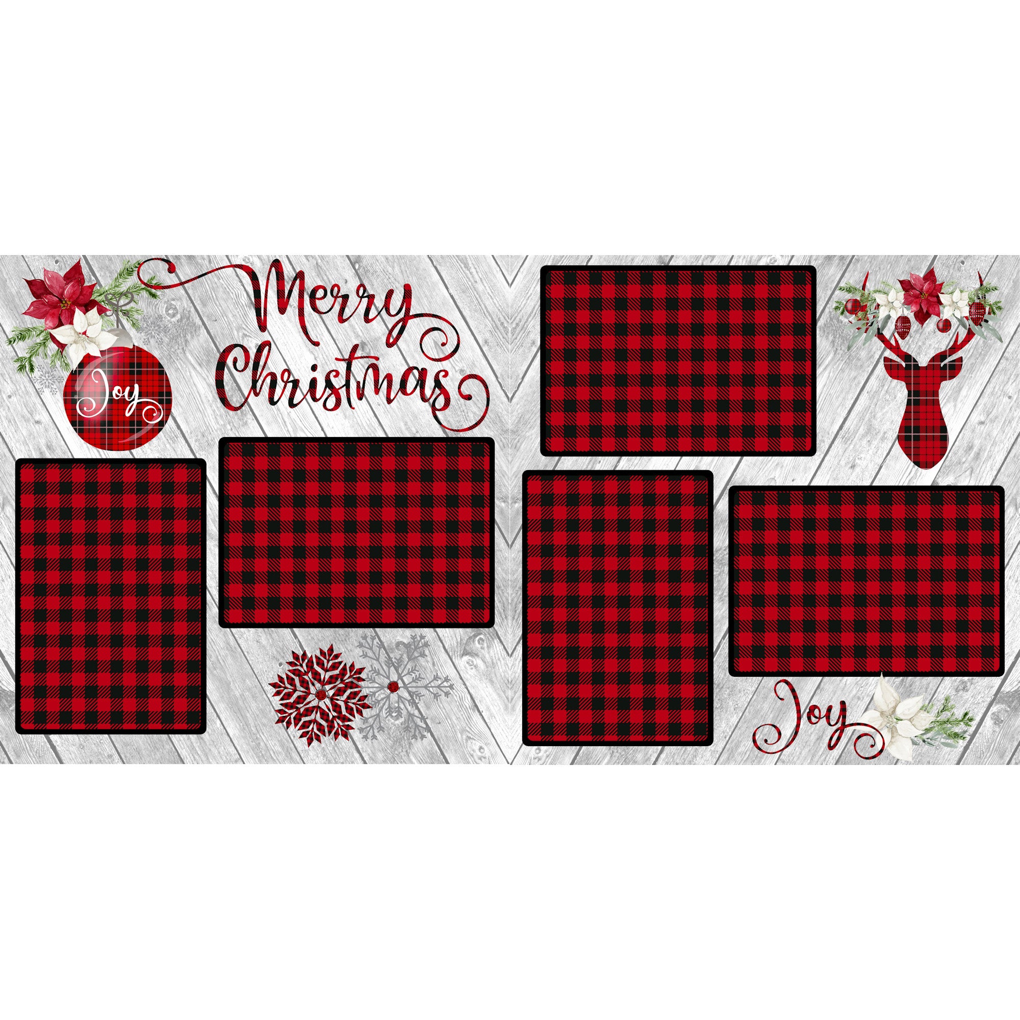 Buffalo Plaid Christmas (2) - 12 x 12 Premade, Printed Scrapbook Pages by SSC Designs