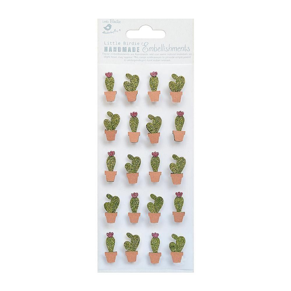 Mini Glitter Cacti 3D Embellishments by Little Birdie - Scrapbook Supply Companies