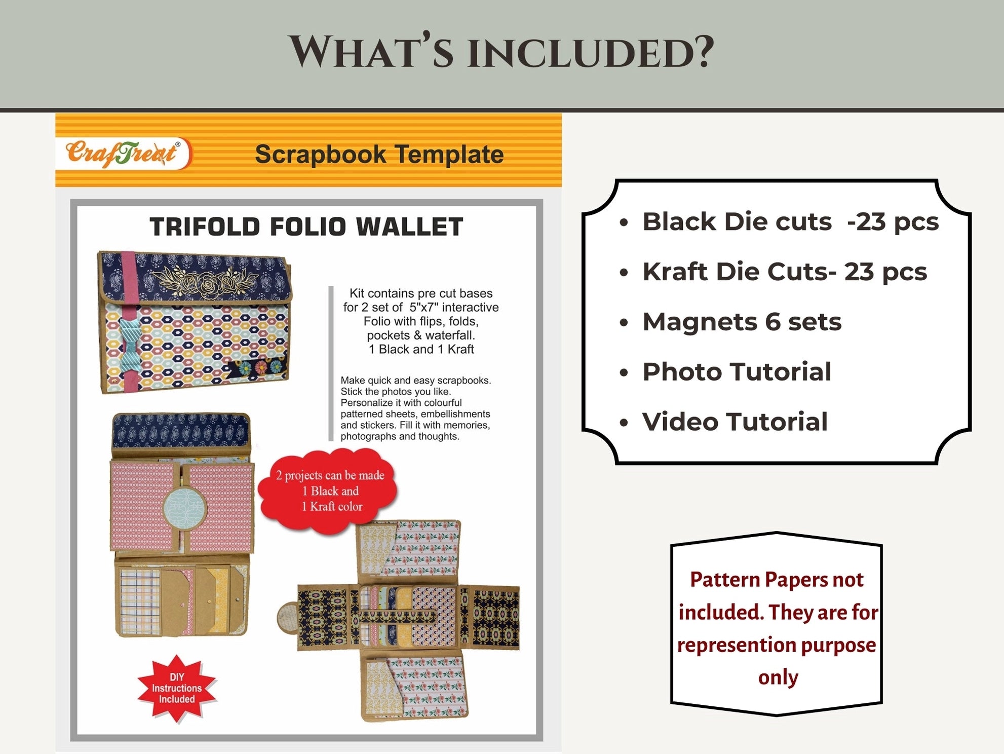 Easy Albums Collection Tri-Fold Folio Wallet Scrapbook Kit by CrafTreat - Set of 2 Albums
