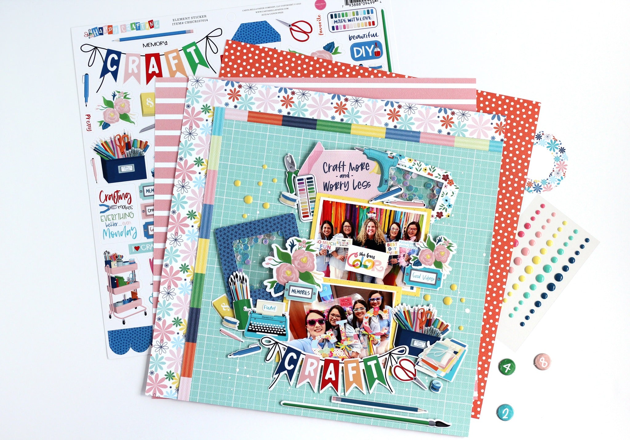 Craft & Create Scrapbook Paper & Sticker Collection Kit by Carta Bella - 13 Pieces
