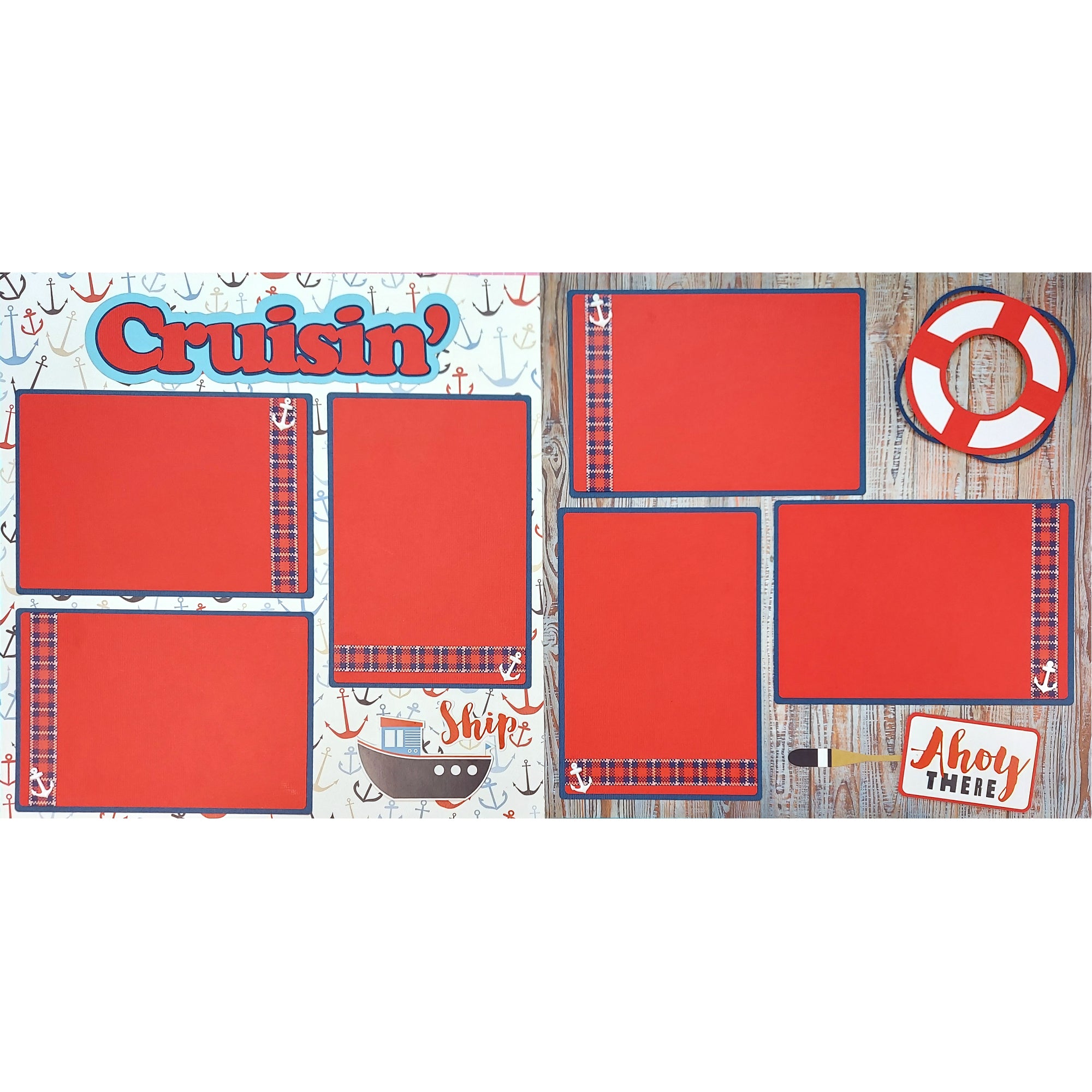 Ahoy! Cruisin' (2) - 12 x 12 Pages, Fully-Assembled & Hand-Crafted 3D Scrapbook Premade by SSC Designs