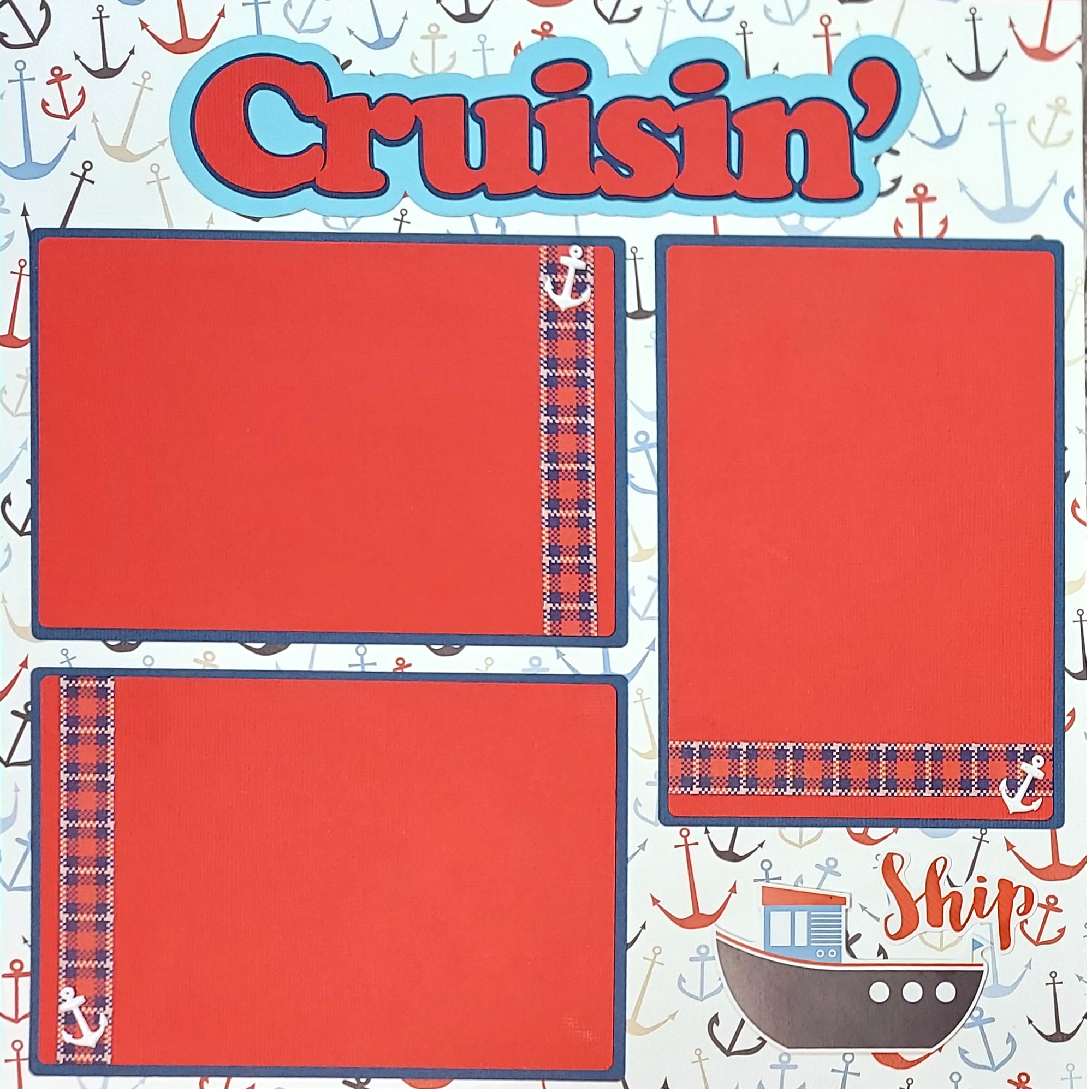 Ahoy! Cruisin' (2) - 12 x 12 Pages, Fully-Assembled & Hand-Crafted 3D Scrapbook Premade by SSC Designs