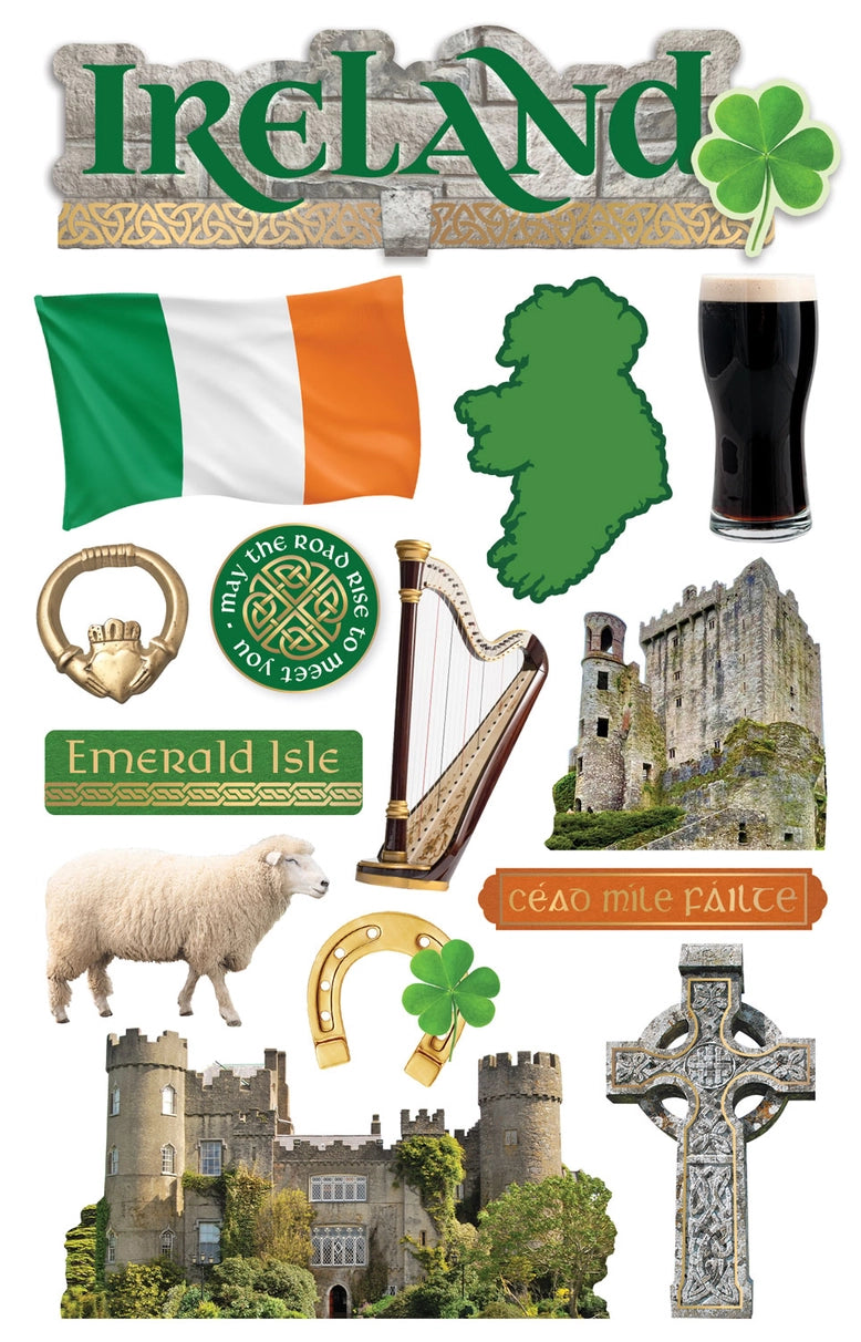 Travel Collection Ireland 5x7 Glitter Scrapbook Embellishment by Paper House Productions