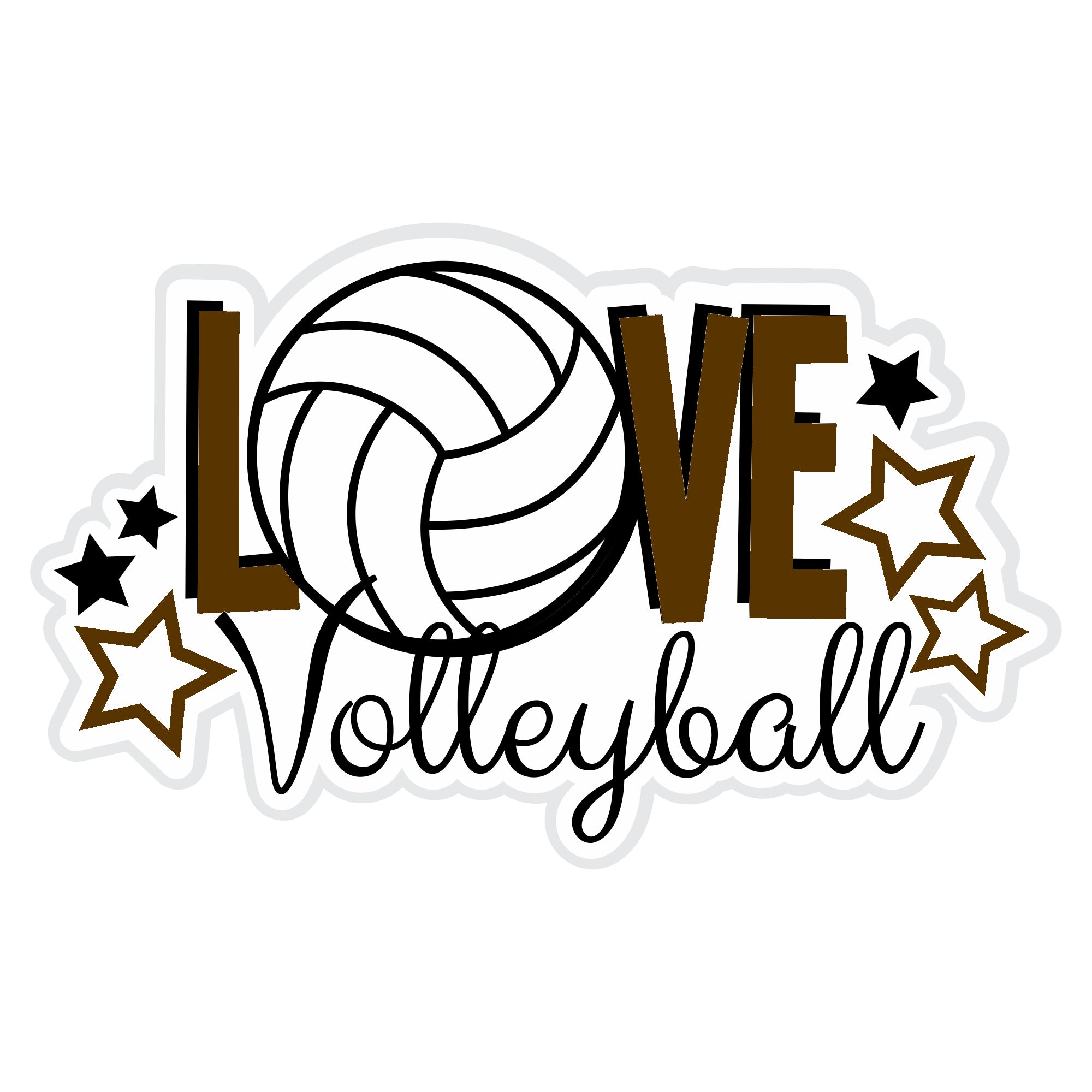 Love Volleyball Custom Color Title 4x6 Fully-Assembled Laser Cut Scrapbook Embellishment by SSC Laser Designs