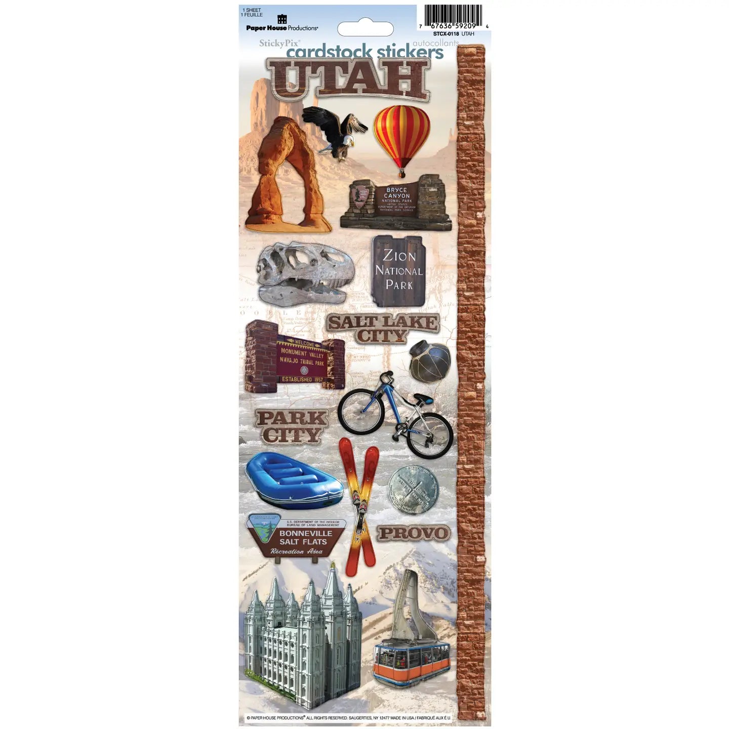 Utah Collection 5x12 Cardstock Sticker by Paper House Productions