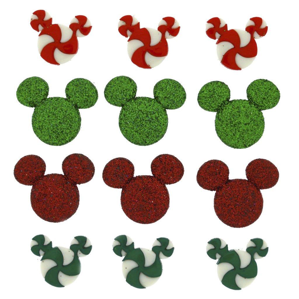 Disney Dress It Up Holiday Collection Mickey Mouse Holiday Candies Scrapbook Button Embellishments by Jesse James Buttons - Scrapbook Supply Companies