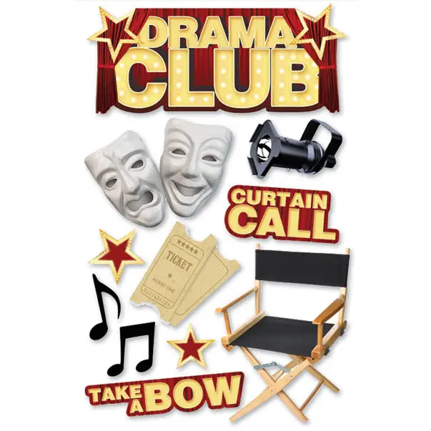Drama Club 5 x 7 Glitter & Foil 3D Scrapbook Embellishment by Paper House Productions