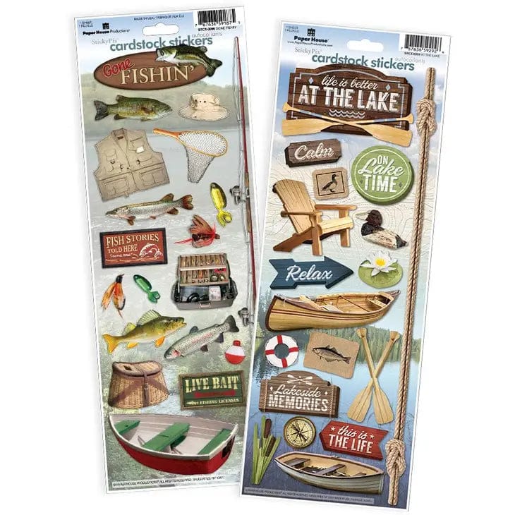 Lake Collection Fishing & At The Lake (2) 5 x 12 Cardstock Sticker Value Pack by Paper House Productions - Scrapbook Supply Companies