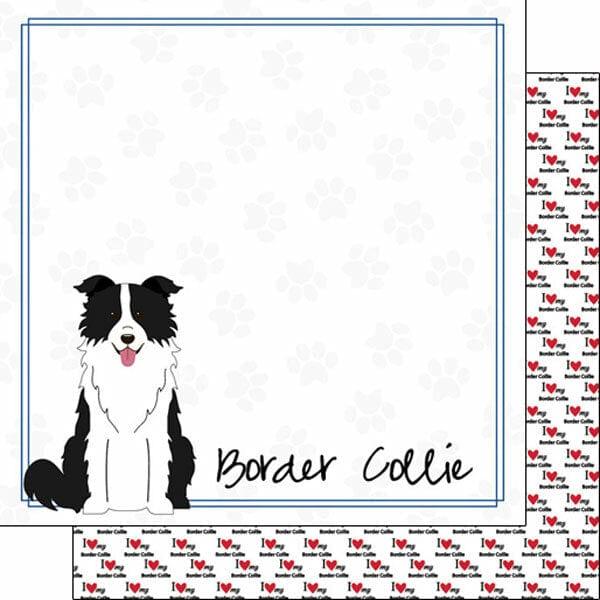 Puppy Love Collection Border Collie 12 x 12 Double-Sided Scrapbook Paper by Scrapbook Customs - Scrapbook Supply Companies