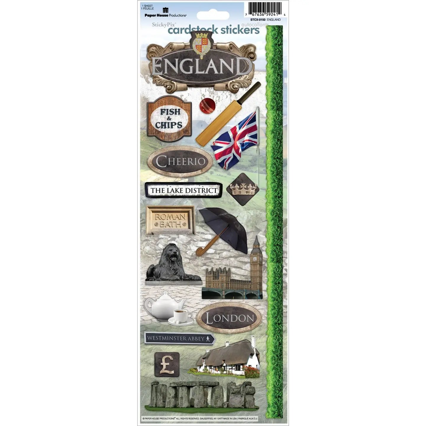 England Collection  4.5 x 13 Cardstock Sticker by Paper House Productions