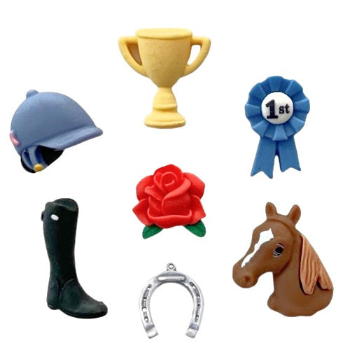 Equestrian Triple Crown Horse Racing Scrapbook Buttons by Shelly's Buttons - 6 Pieces