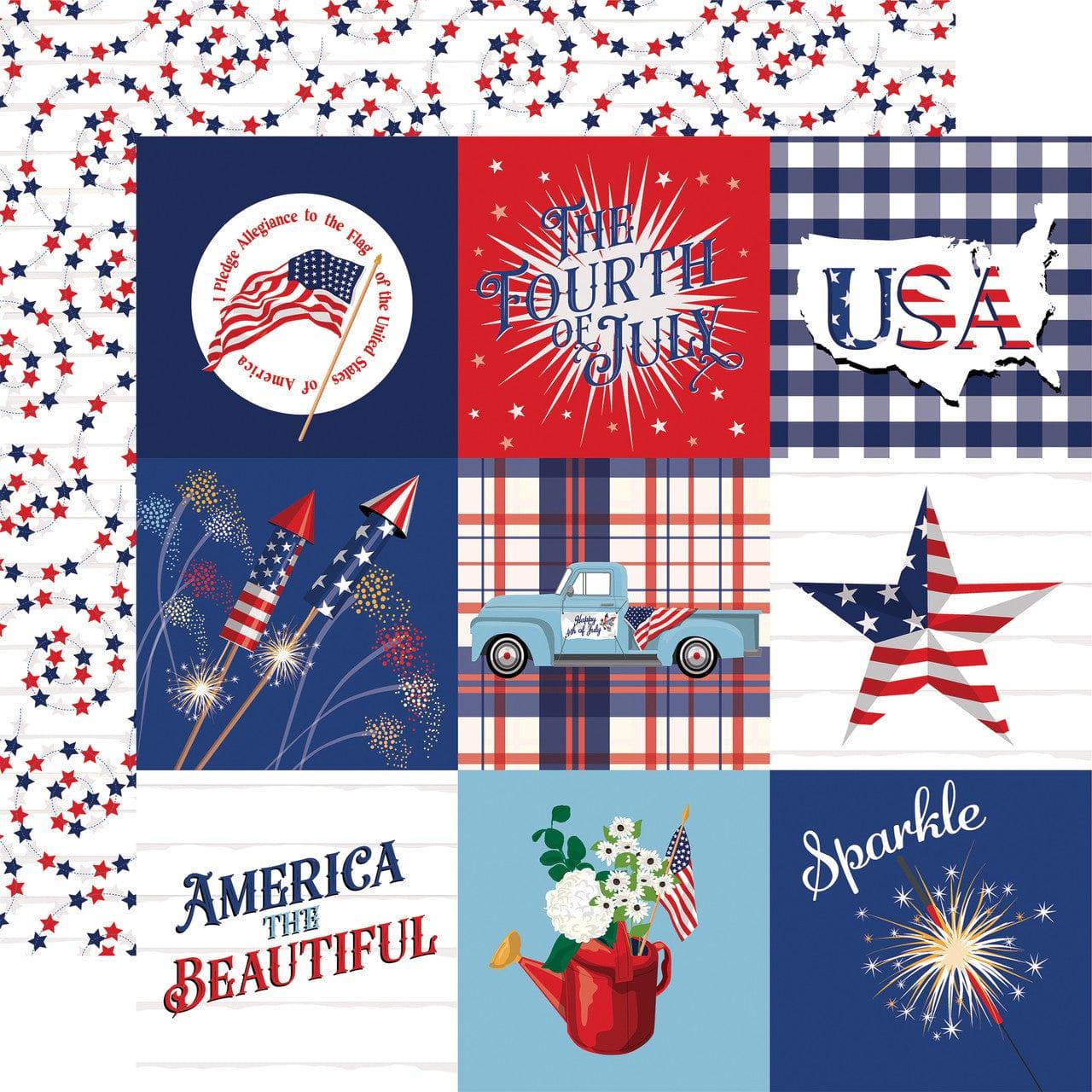 Fourth of July Collection 4x4 Journaling Cards 12 x 12 Double-Sided Scrapbook Paper by Carta Bella - Scrapbook Supply Companies