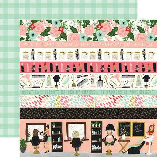 Salon Collection 12 x 12 Double-Sided Scrapbook Paper Kit & Sticker Sheet by Echo Park Paper - 13 Pieces - Scrapbook Supply Companies