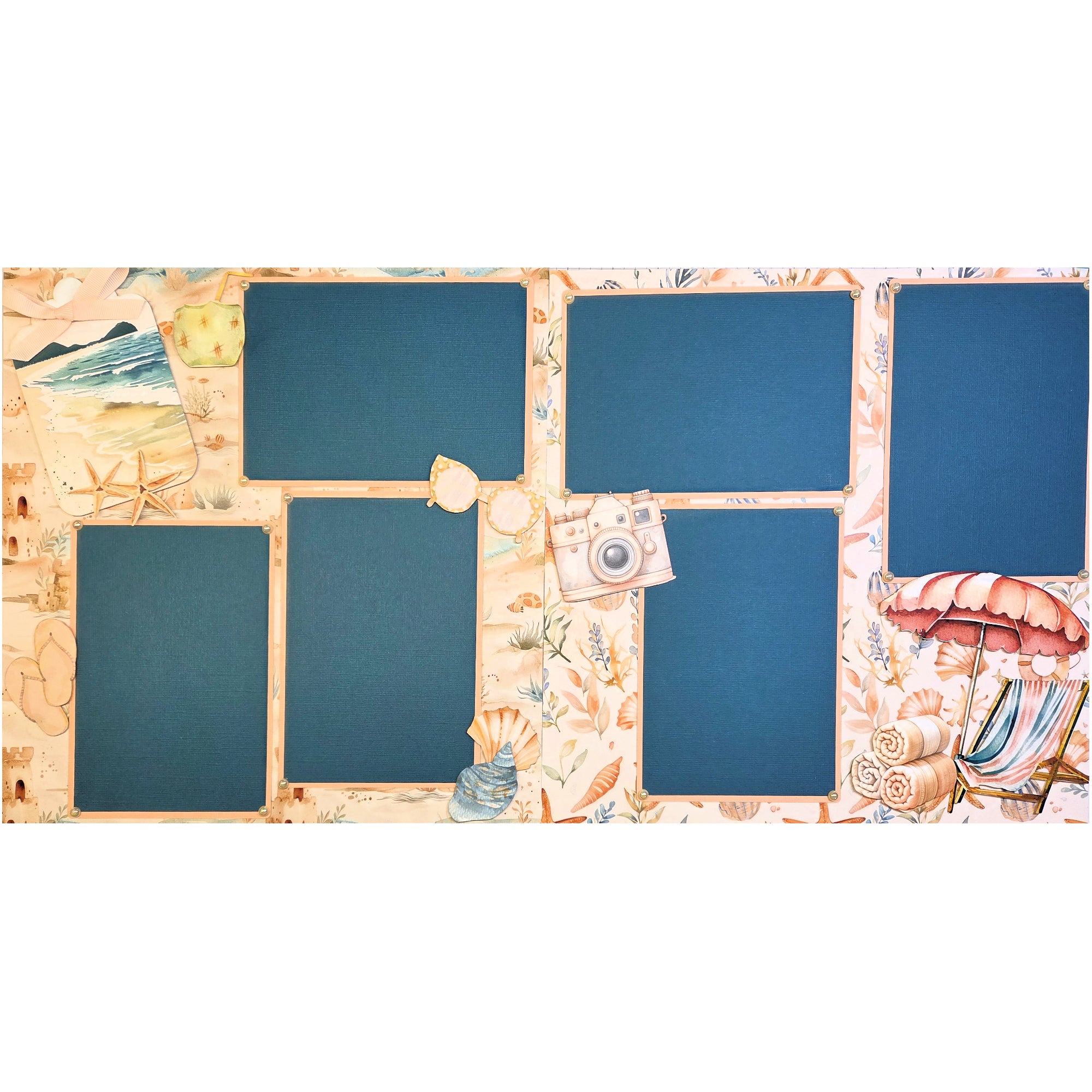 Beach Dreams (2) - 12 x 12 Pages, Fully-Assembled & Hand-Crafted 3D Scrapbook Premade by SSC Designs