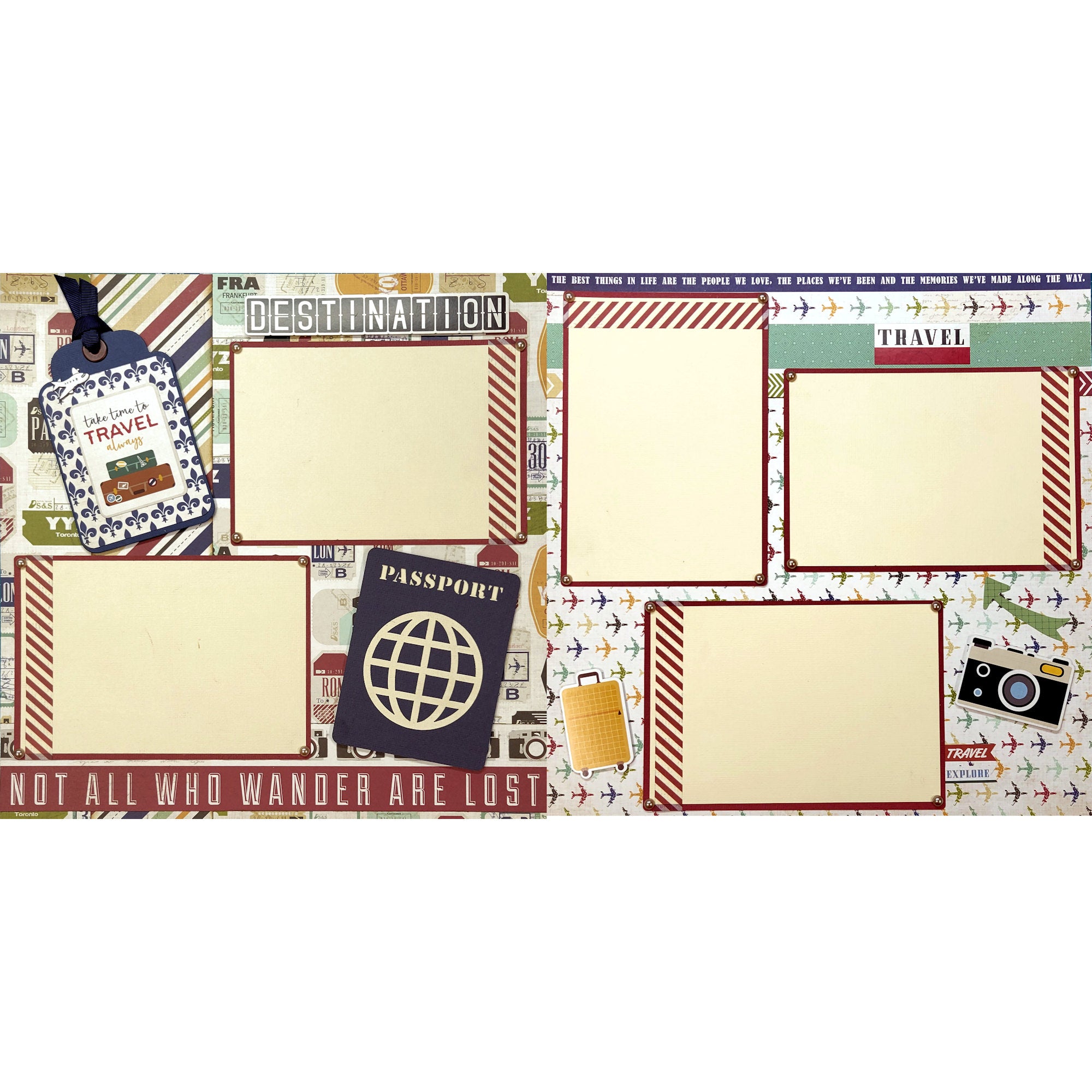 Take Time To Travel (2) - 12 x 12 Pages, Fully-Assembled & Hand-Crafted 3D Scrapbook Premade by SSC Designs
