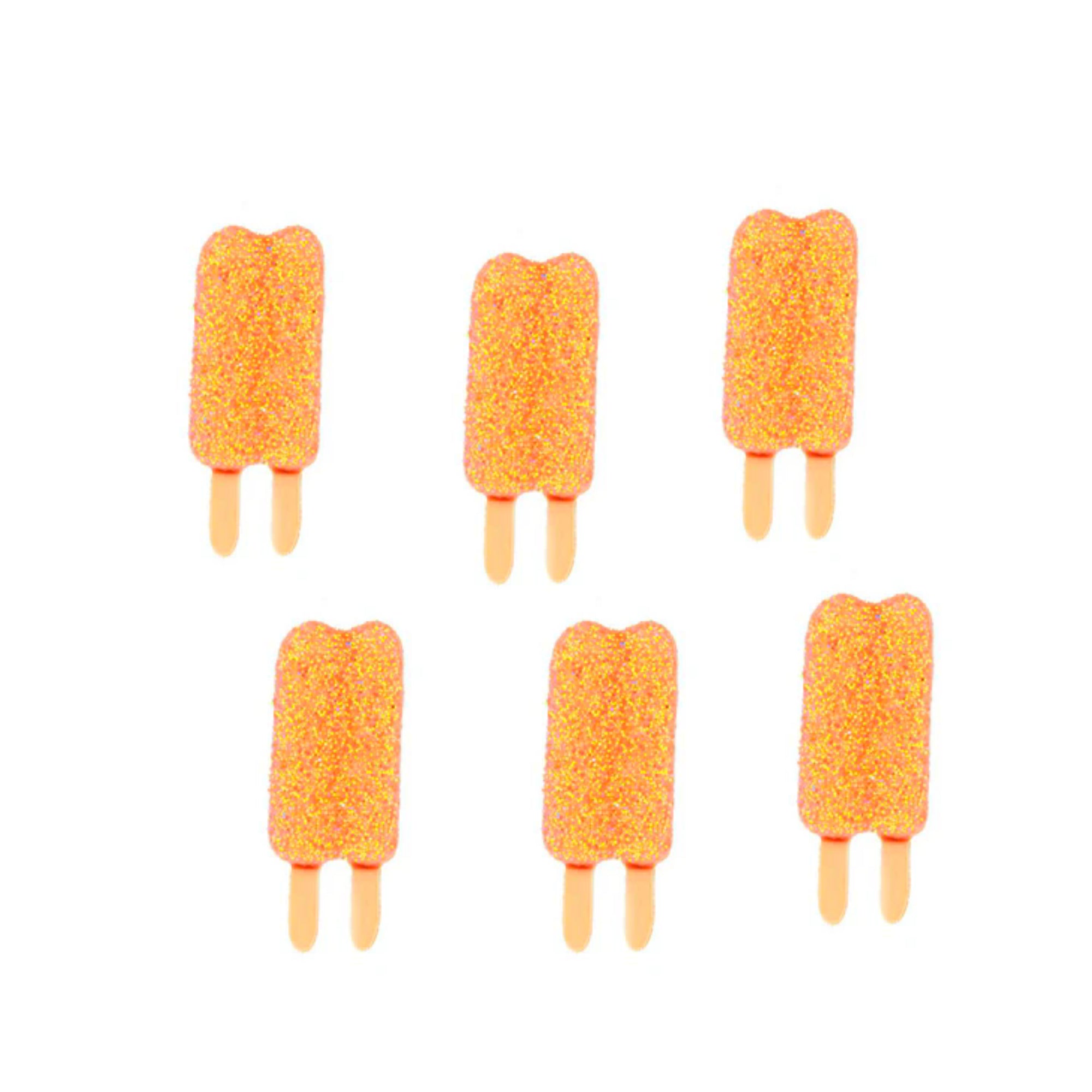 Dress It Up Collection Orange Glitter Popsicles Scrapbook Button Embellishments