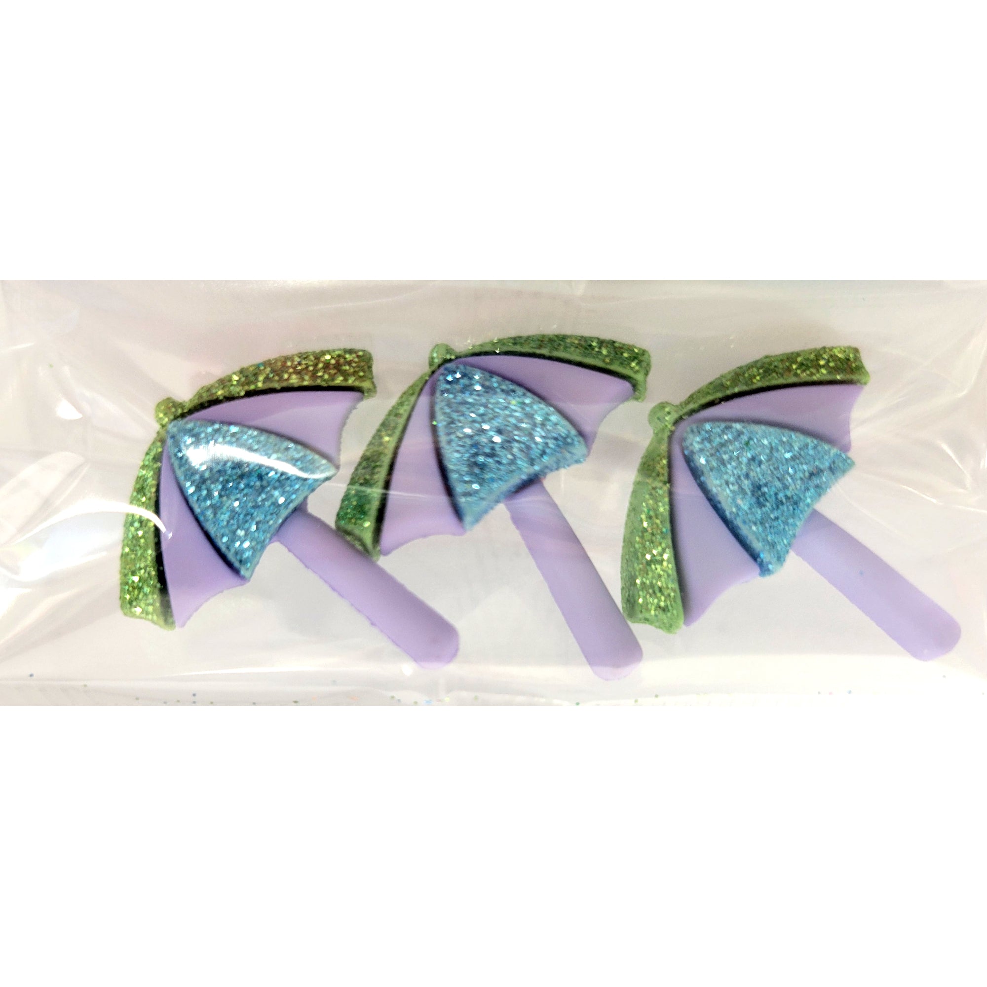 Dress It Up Collection Glitter Beach Umbrellas Scrapbook Buttons by Jesse James Buttons - 3 pieces