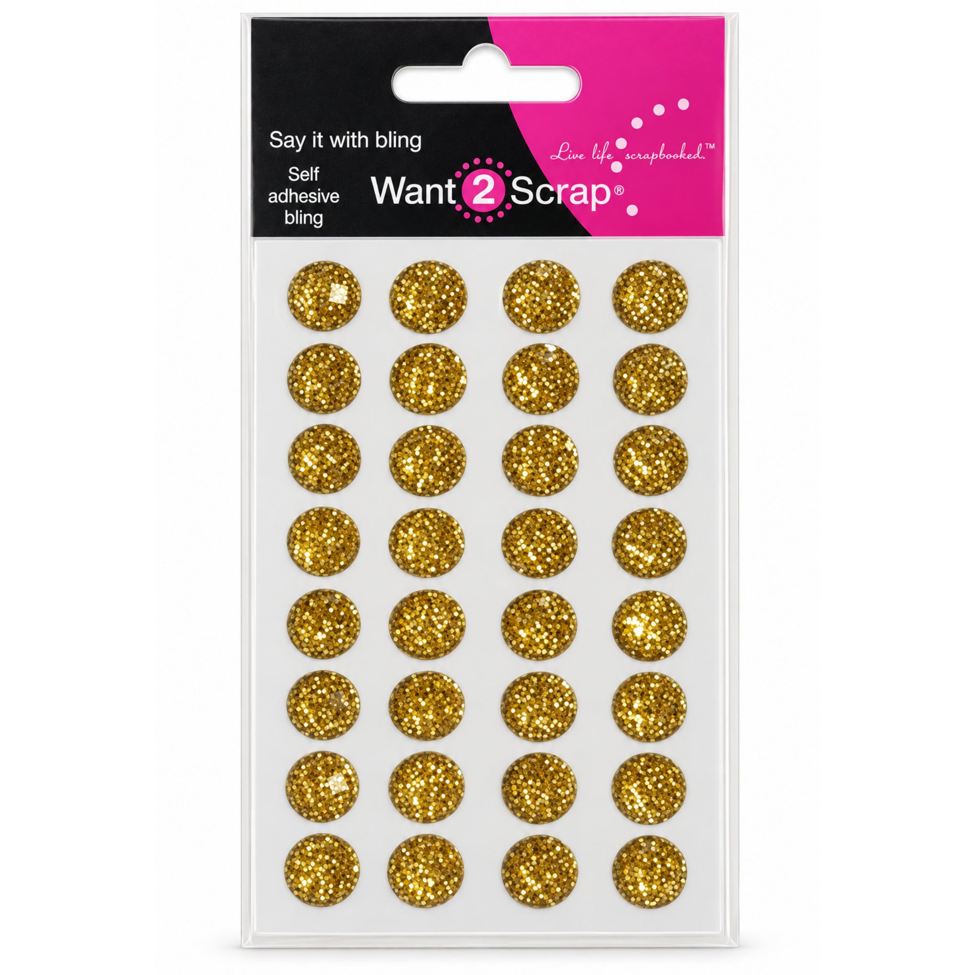 Say It With Bling Collection 10mm Gorgeous Gold Iced Diamonds by Want 2 Scrap - 32 Pieces