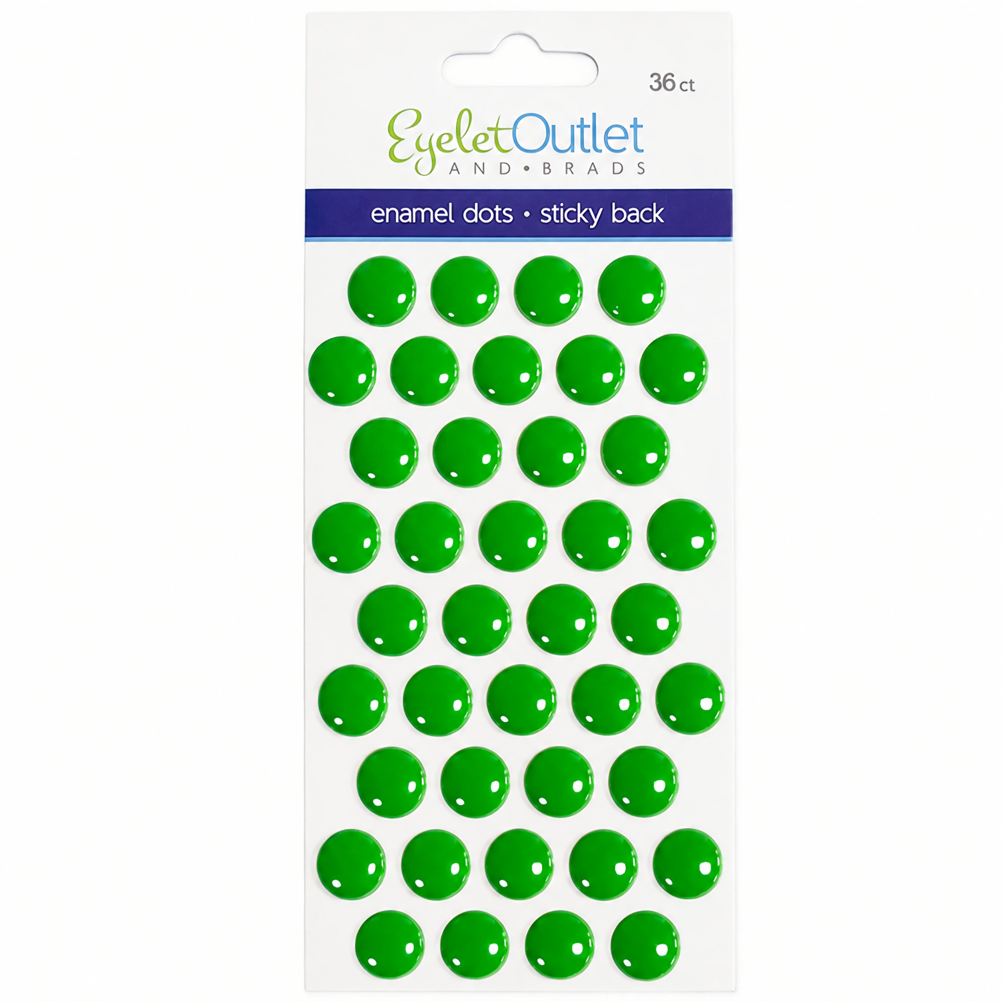 Our Brads Need Friends Collection 3 x 5 Green 1/2" Scrapbook Enamel Sticky Back Dots by Eyelet Outlet - 36 count