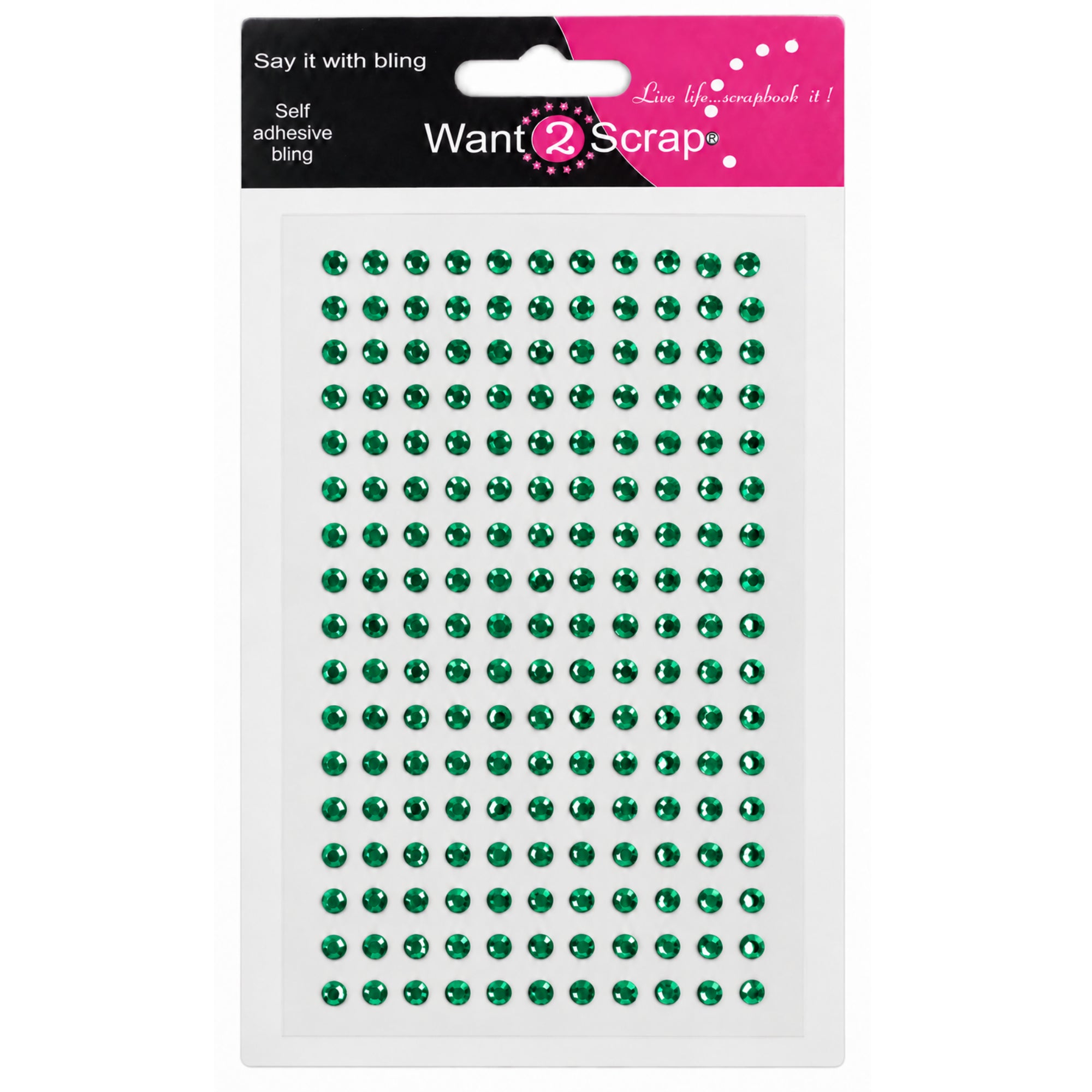 Say It With Bling Collection Self-Adhesive Teeny Tiny Green Rhinestone Scrapbook Bling by Want 2 Scrap - 176 Count