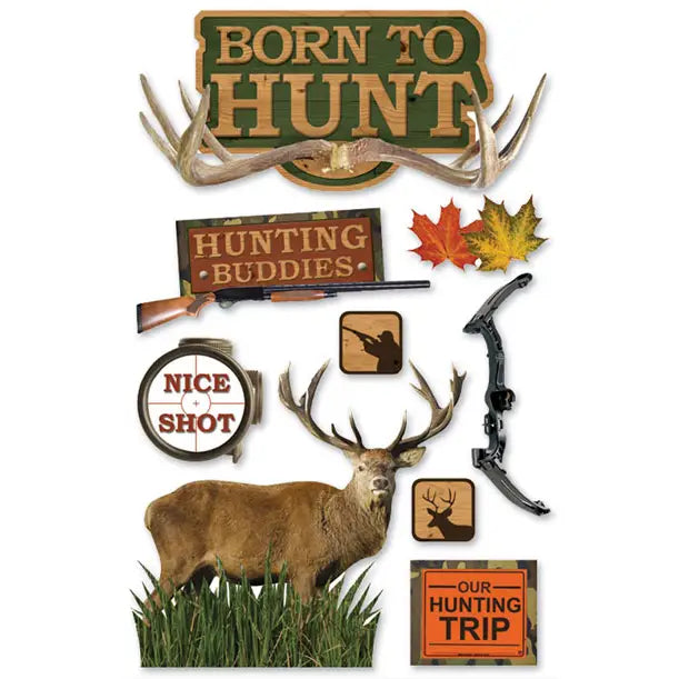 Born To Hunt 5 x 7 Foil 3D Scrapbook Embellishment by Paper House Productions