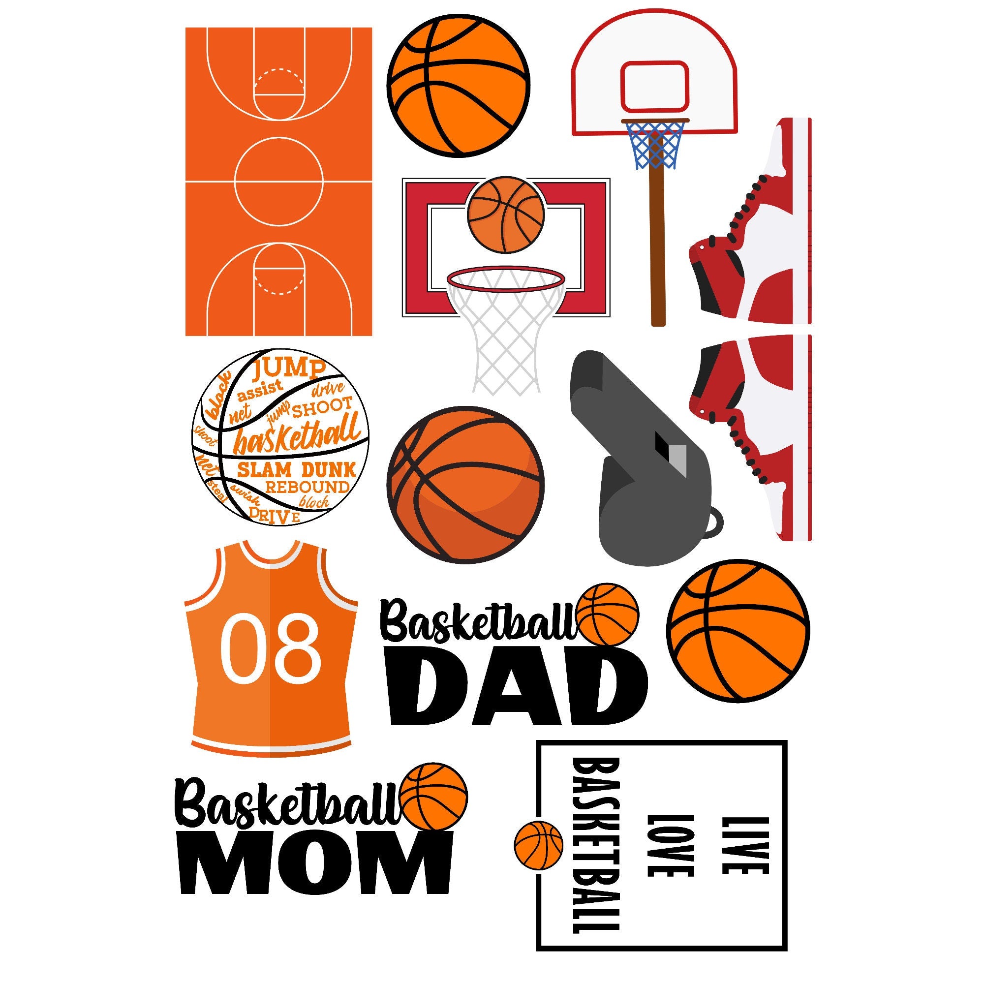 Sports Beat Collection Basketball Scrapbook Embellishments by SSC Designs - Pkg. of 14
