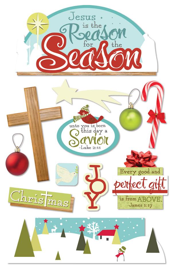 Christmas Collection Jesus Is The Reason For The Season 5x7 Glitter 3D Scrapbook Embellishment by Paper House Productions